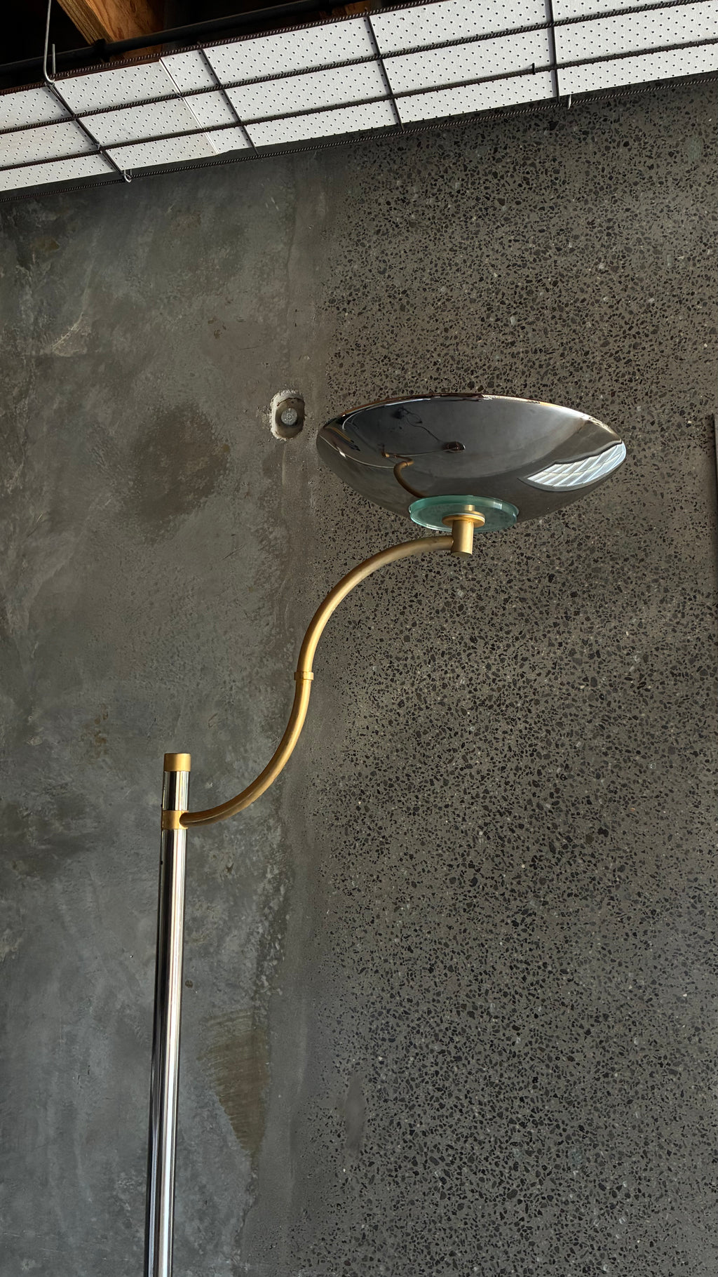 Italian Chrome and Brass Adjustable Floor Lamp, Italy 1980s