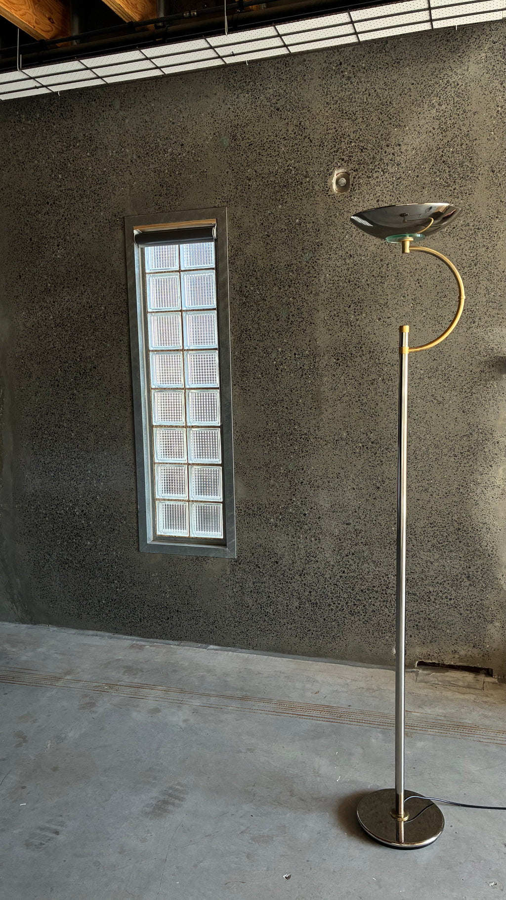 Italian Chrome and Brass Adjustable Floor Lamp, Italy 1980s