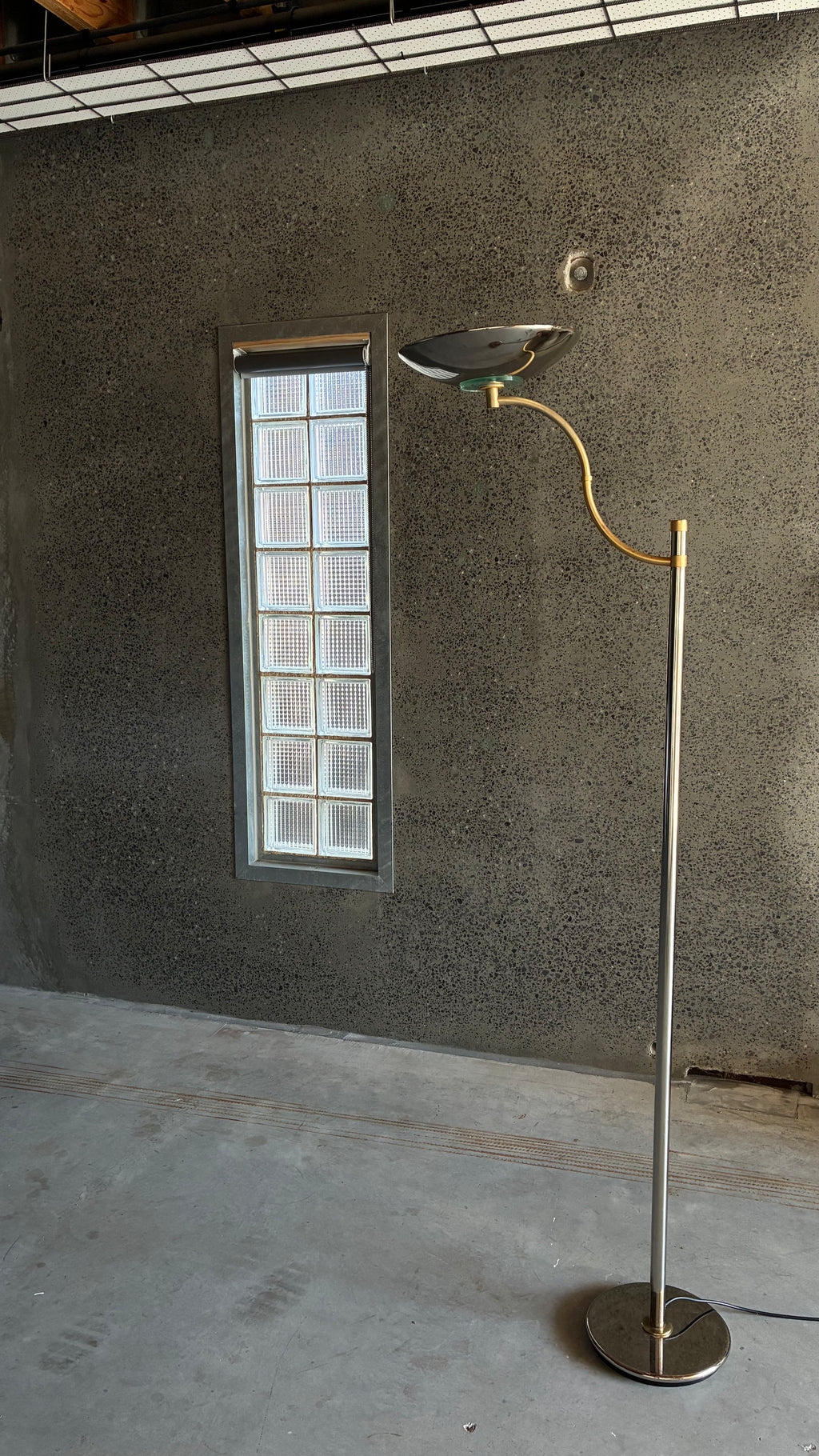 Italian Chrome and Brass Adjustable Floor Lamp, Italy 1980s