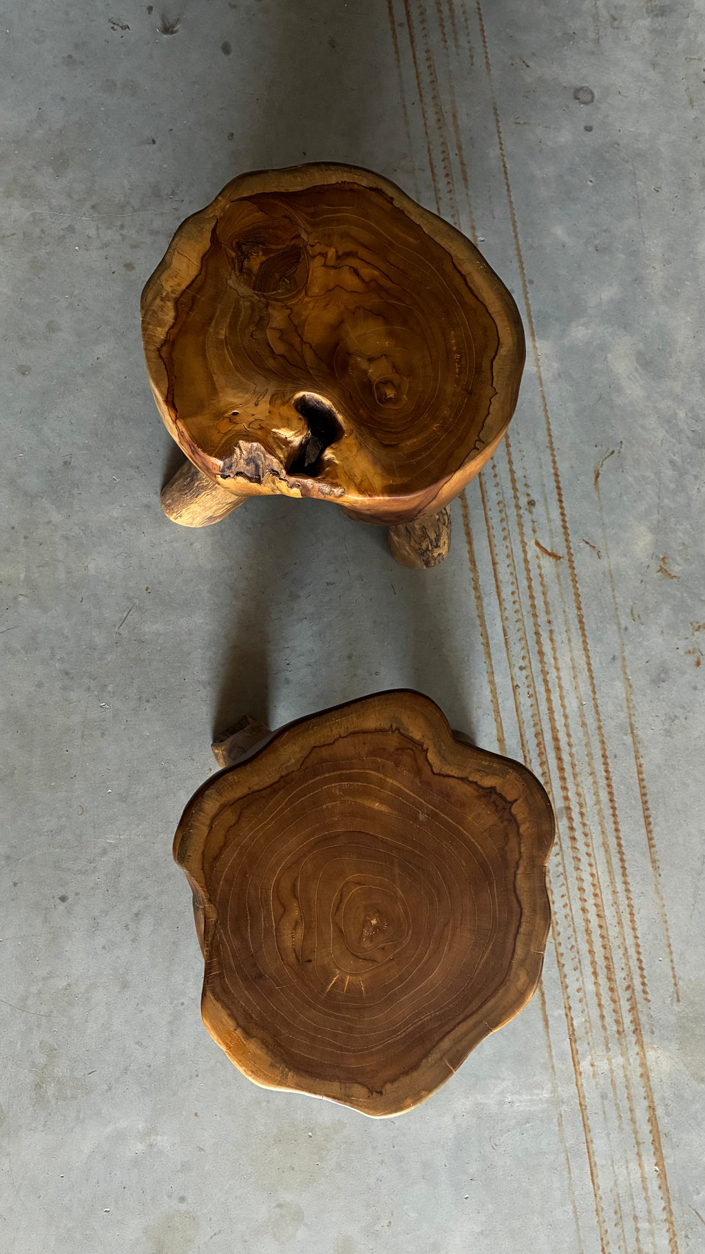Pair of Sculptural Teak Root Stools