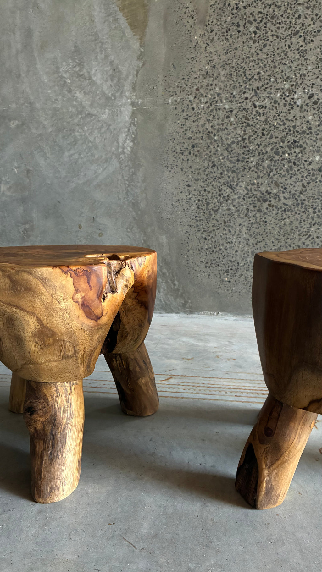 Pair of Sculptural Teak Root Stools