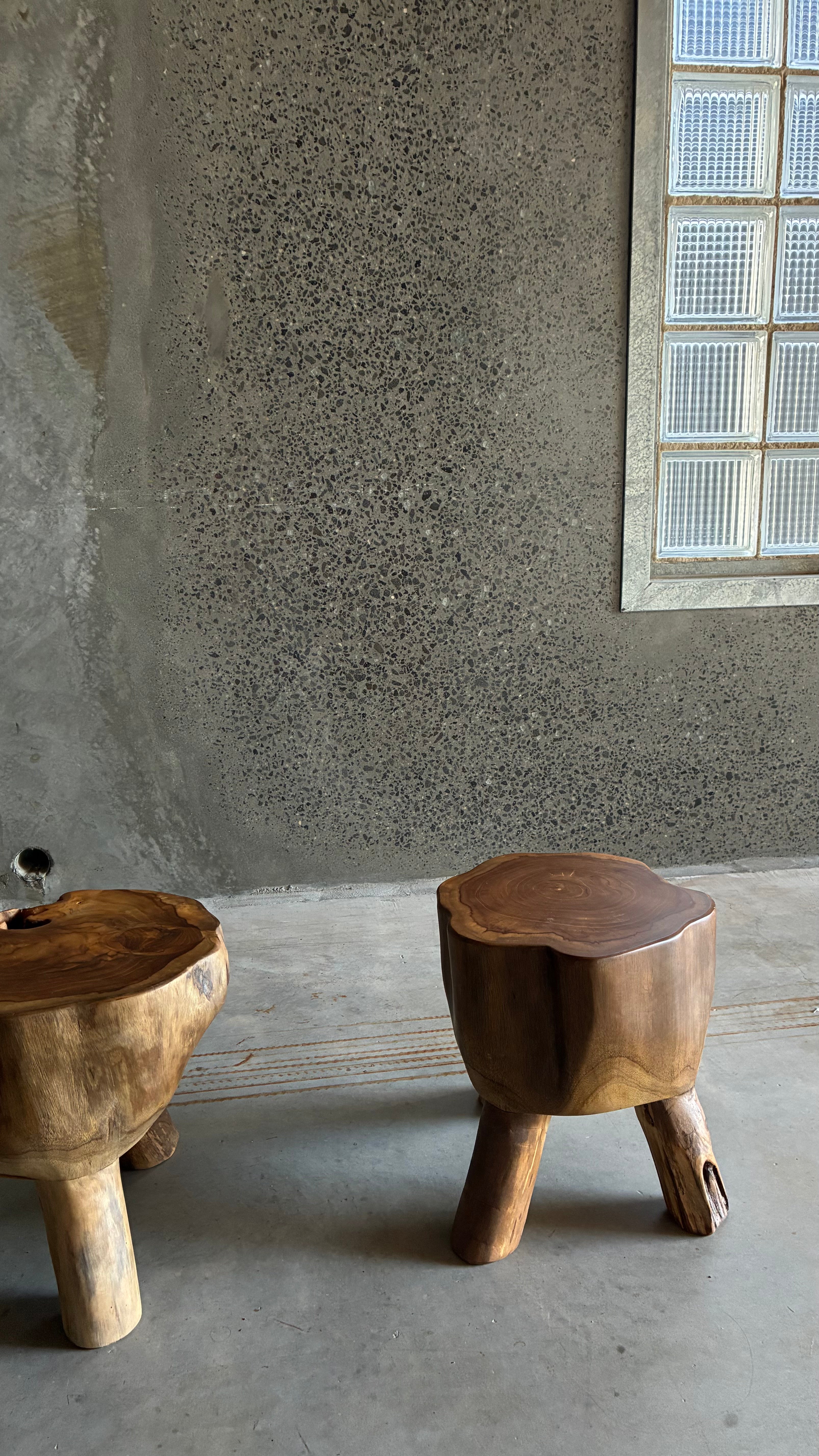 Pair of Sculptural Teak Root Stools