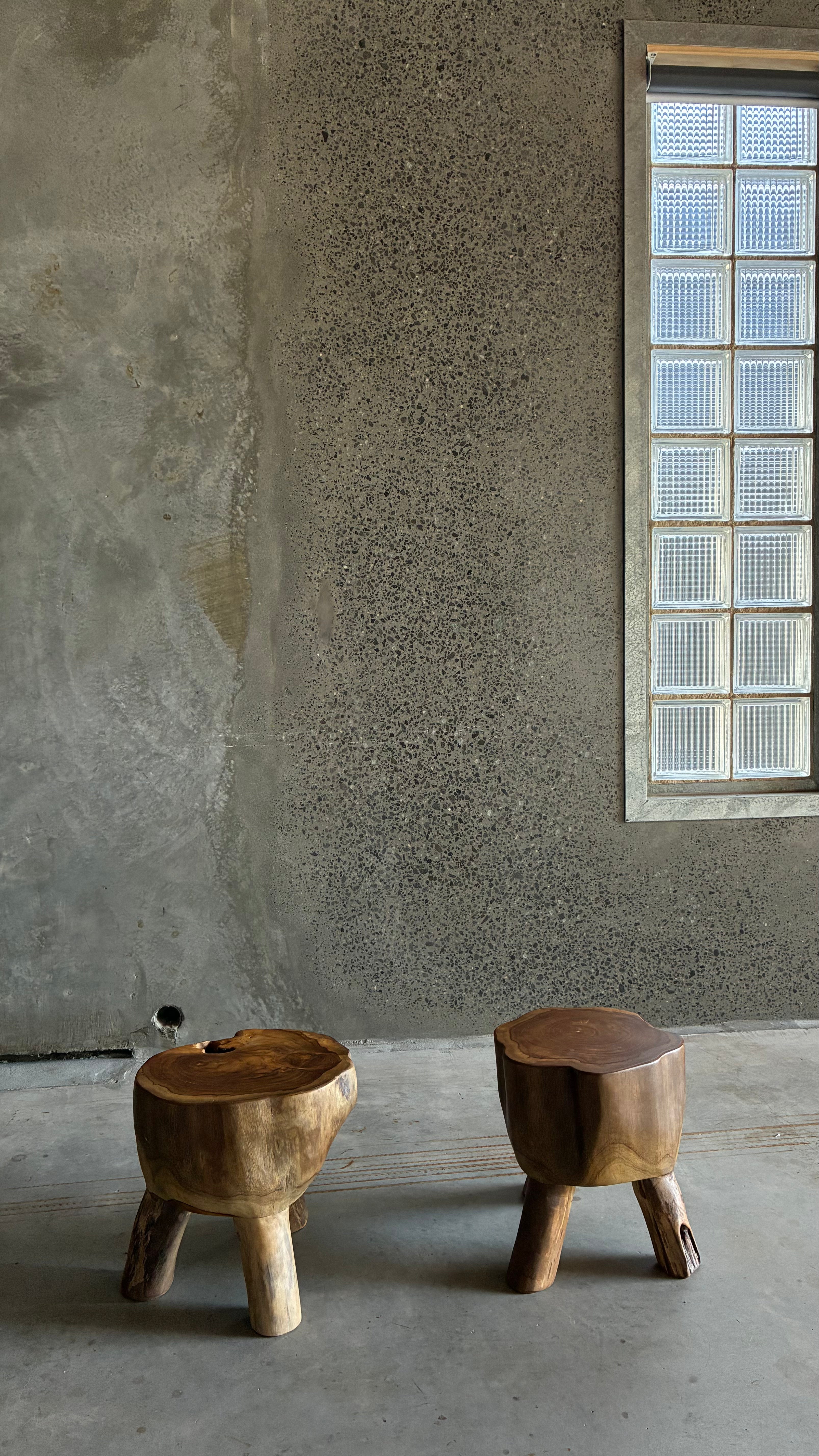 Pair of Sculptural Teak Root Stools
