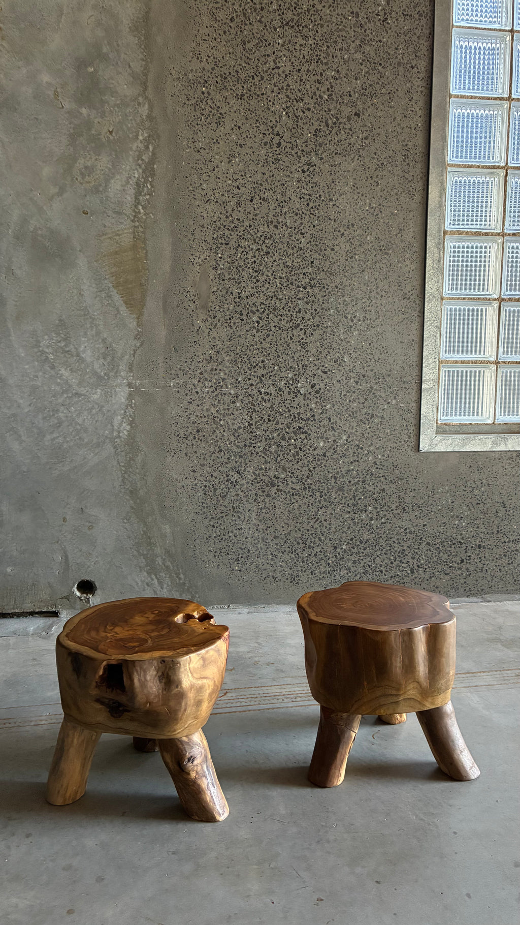 Pair of Sculptural Teak Root Stools