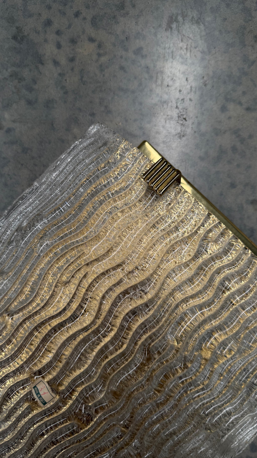 1970s Italian Murano Glass and Brass Wall Sconces
