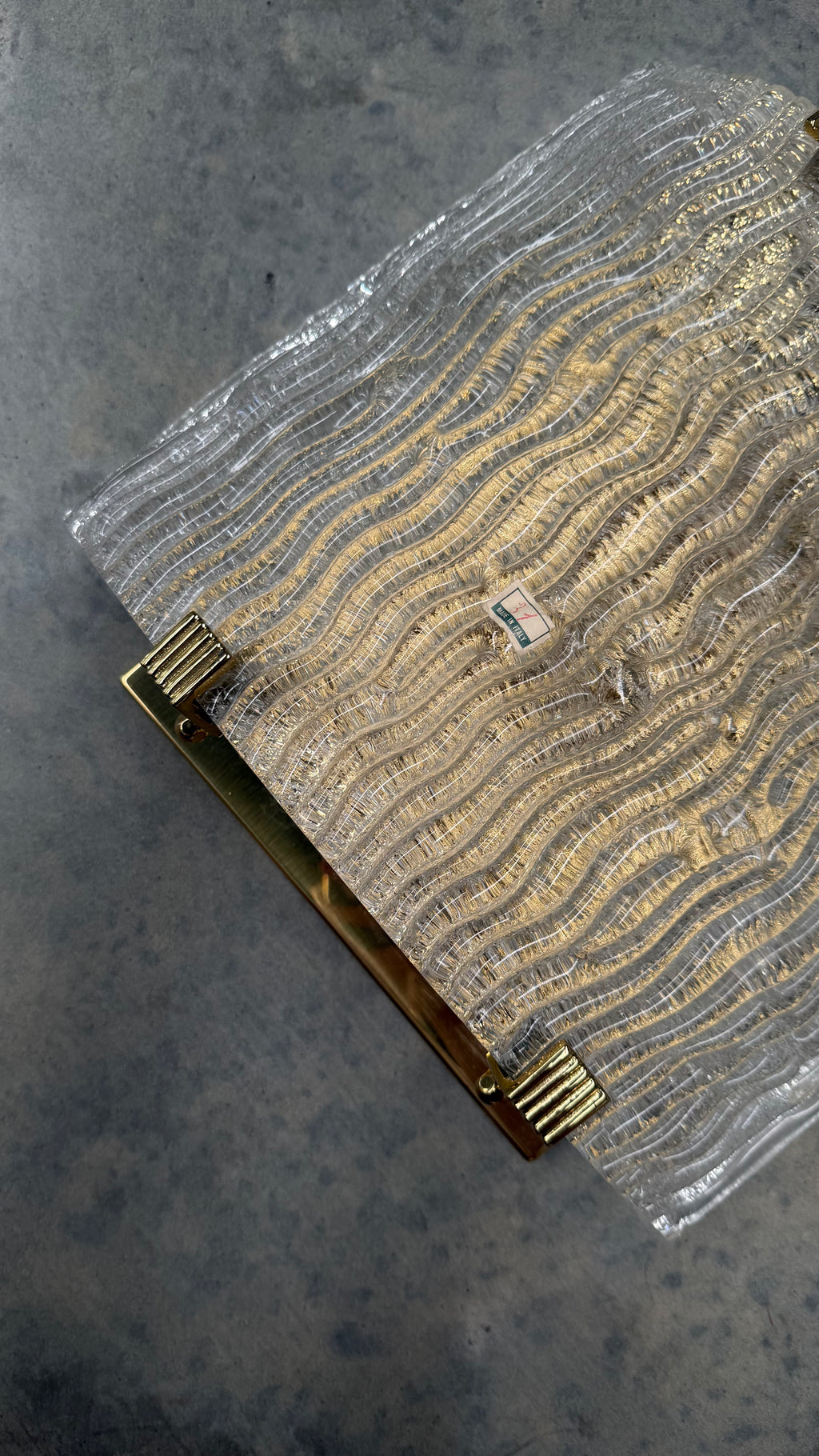 1970s Italian Murano Glass and Brass Wall Sconces