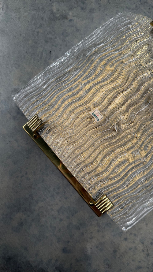 1970s Italian Murano Glass and Brass Wall Sconces