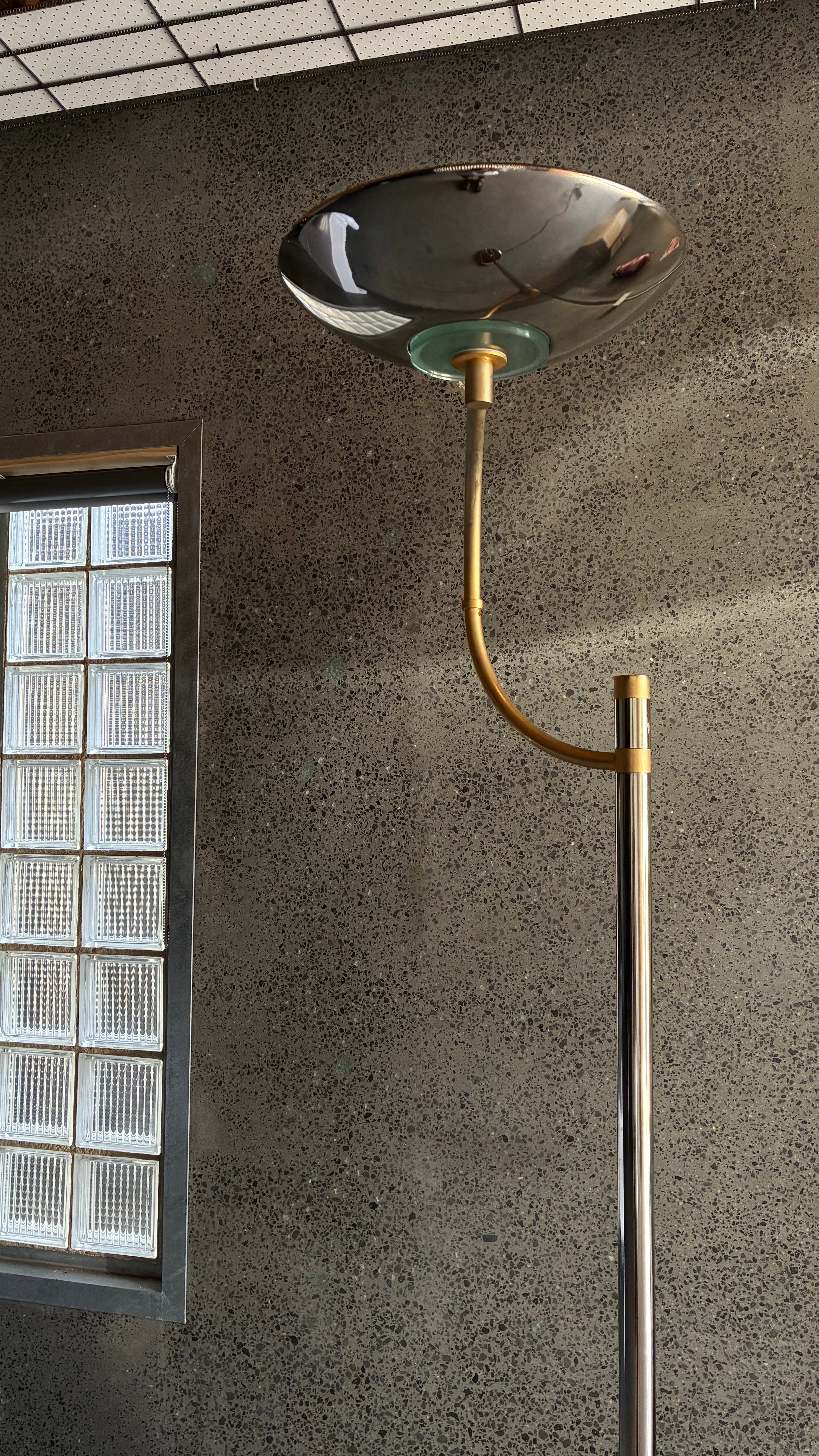 Italian Chrome and Brass Adjustable Floor Lamp, Italy 1980s