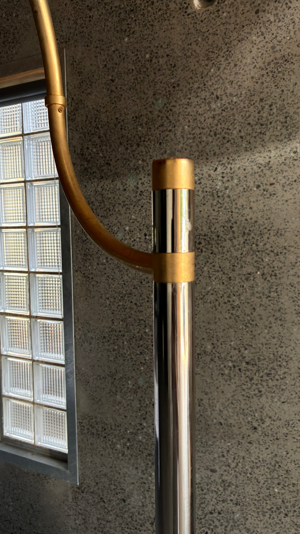 Italian Chrome and Brass Adjustable Floor Lamp, Italy 1980s