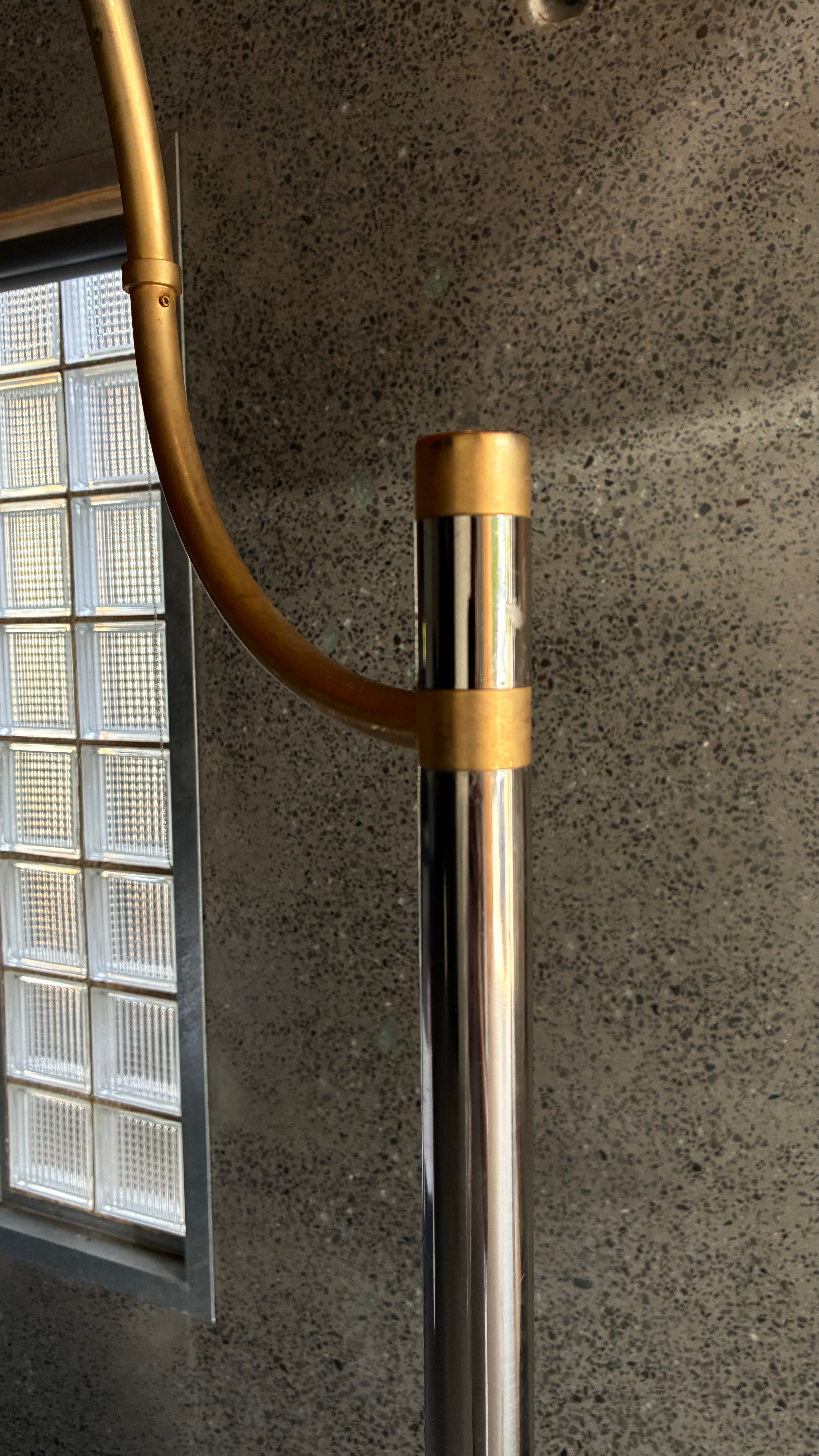 Italian Chrome and Brass Adjustable Floor Lamp, Italy 1980s