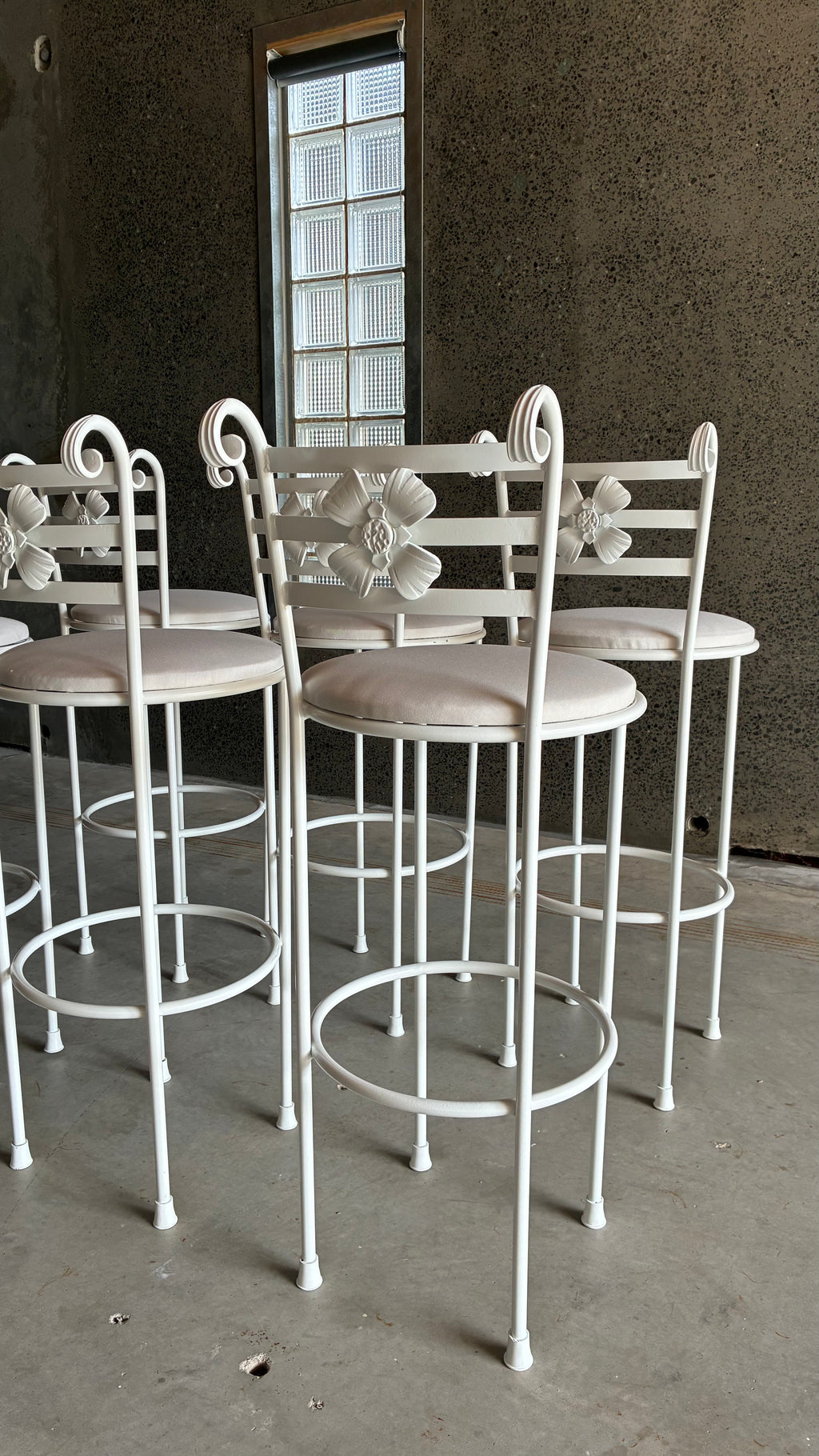 Vintage Italian Style Decorative Iron Counter stools 1980s