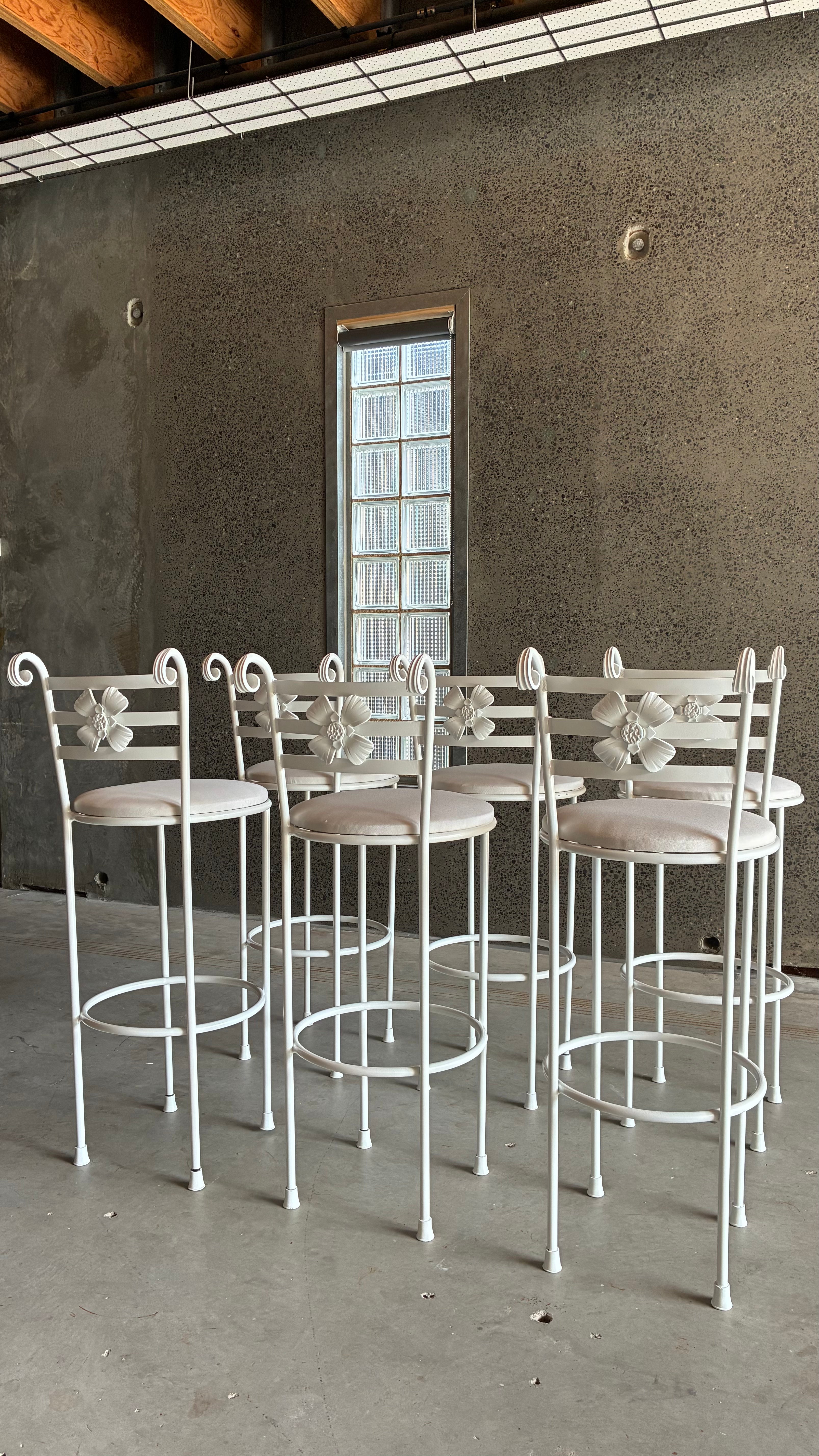 Vintage Italian Style Decorative Iron Counter stools 1980s