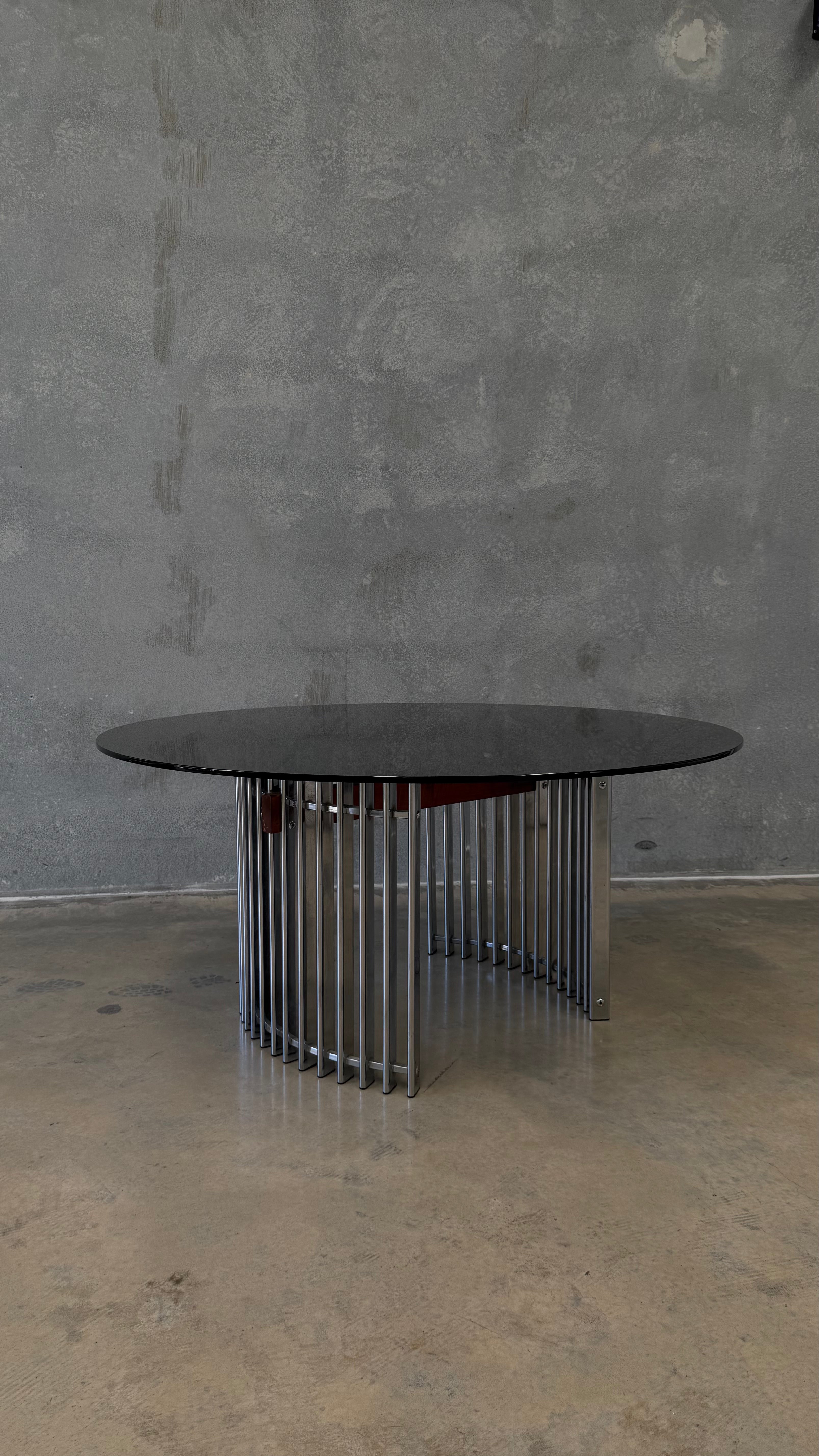 Smoked Glass Dining Table Italy 1970s