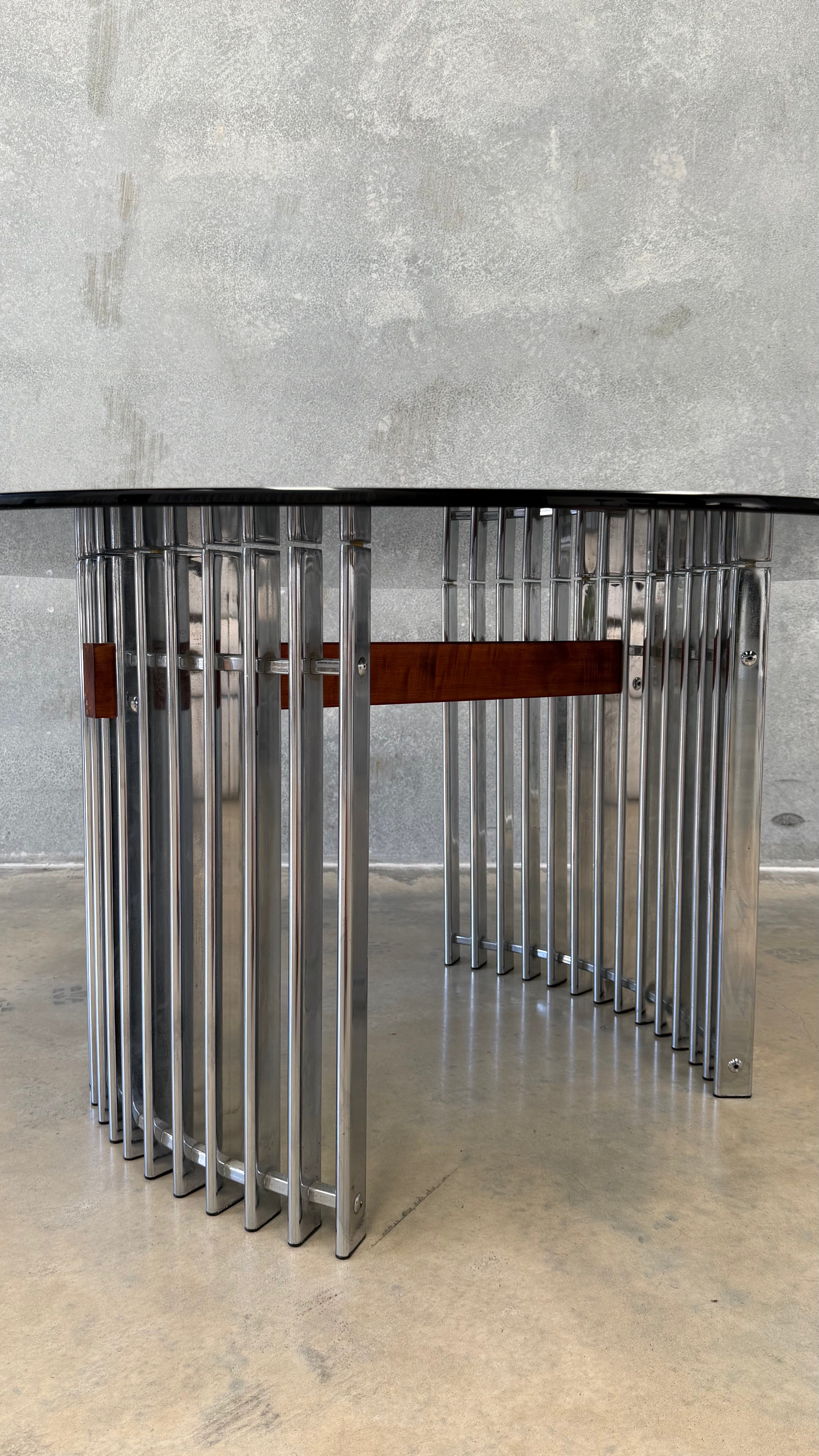 Smoked Glass Dining Table Italy 1970s