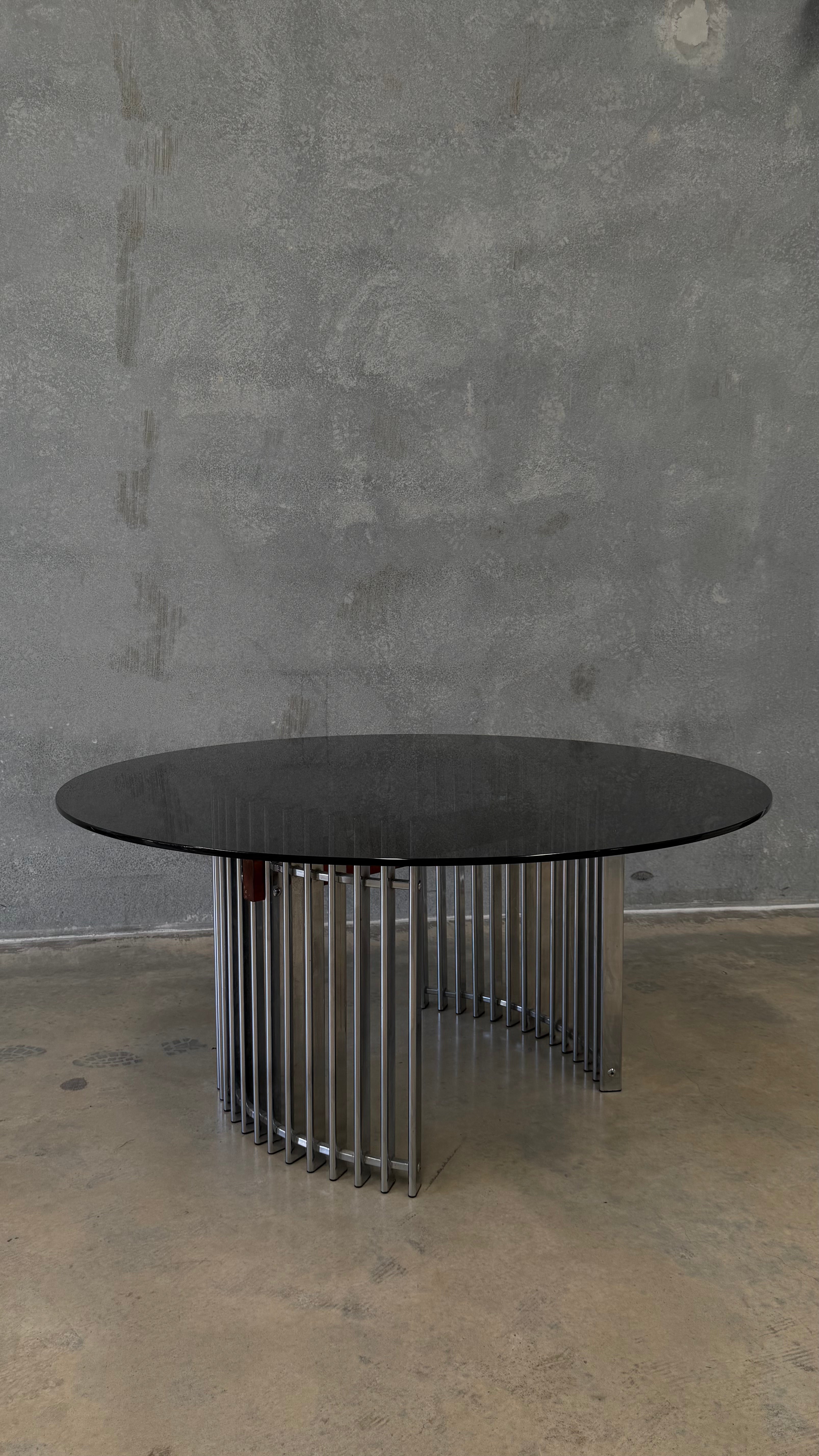 Smoked Glass Dining Table Italy 1970s