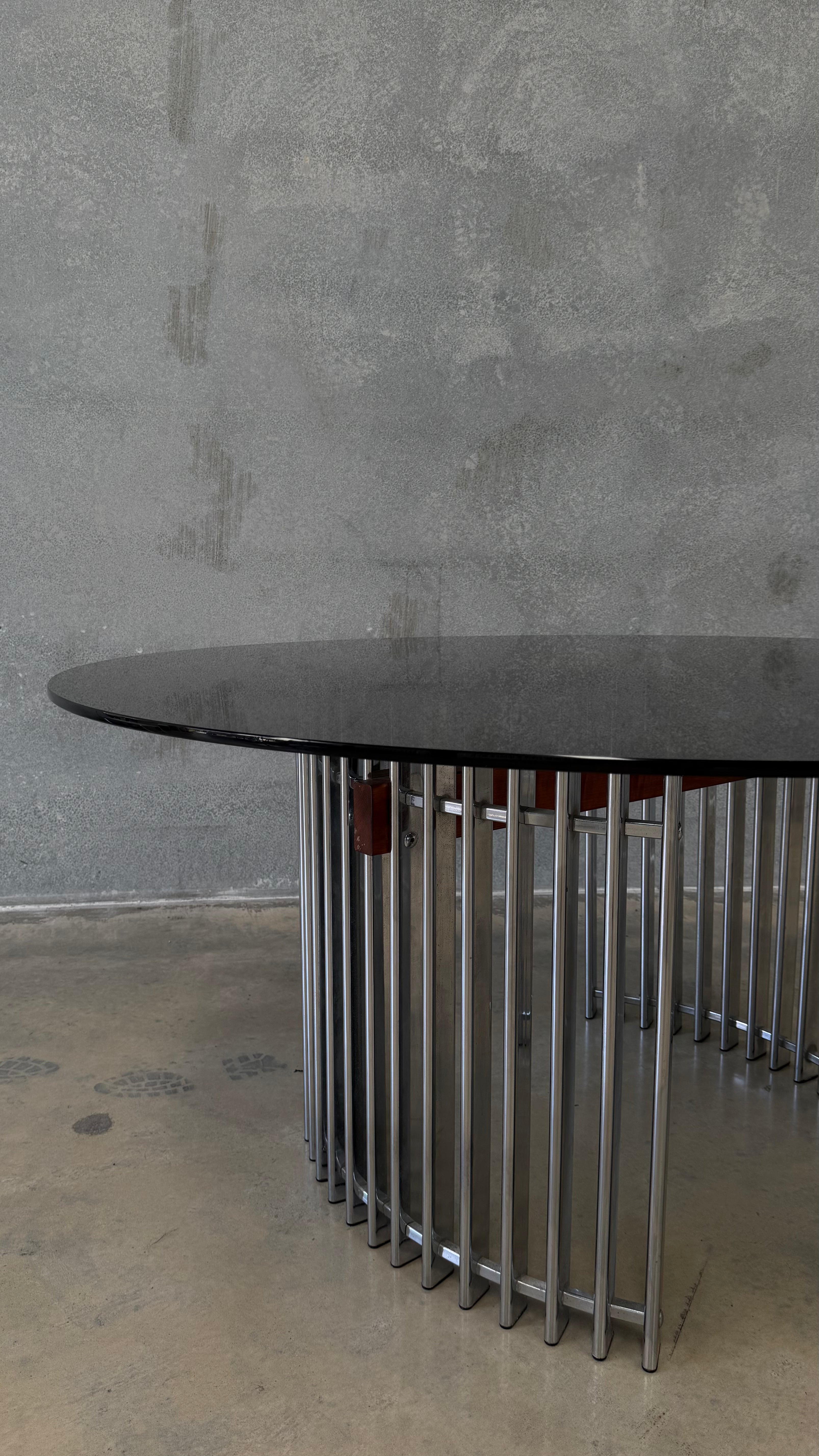 Smoked Glass Dining Table Italy 1970s