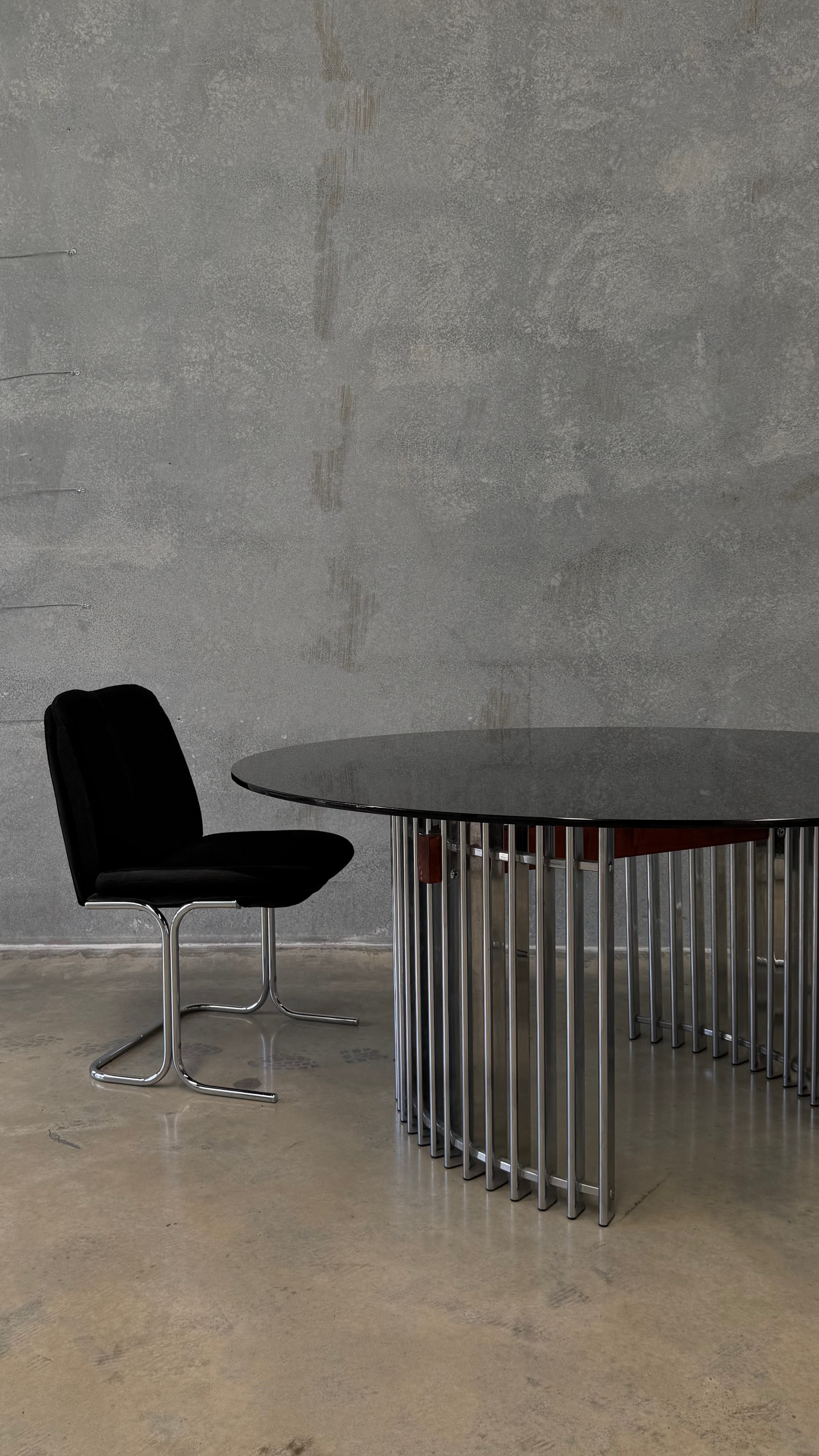 Smoked Glass Dining Table Italy 1970s