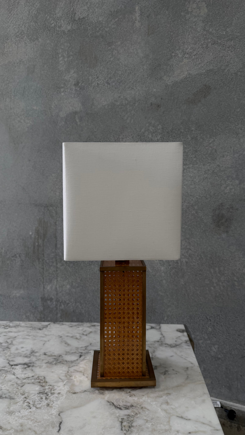 Brass, Plexiglass and Vienna Cane Table Lamp 1970s