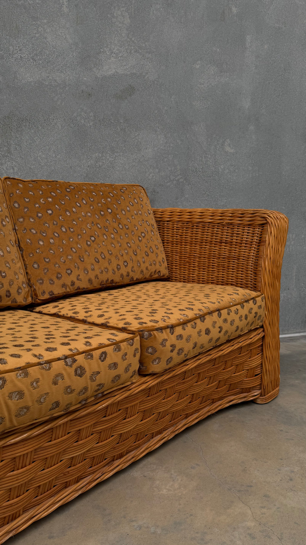 1980s Woven Rattan Two Seater Sofa