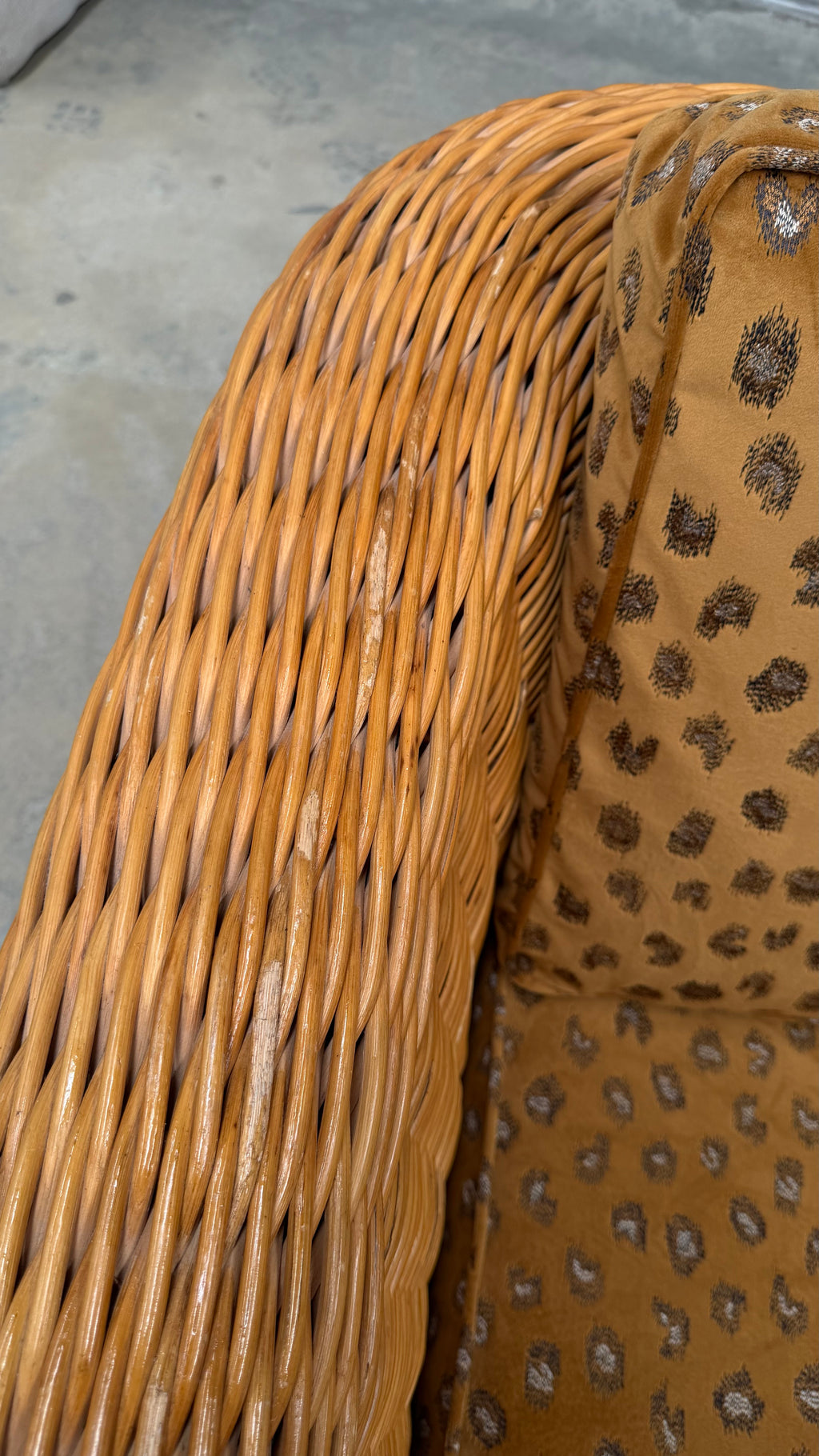1980s Woven Rattan Two Seater Sofa