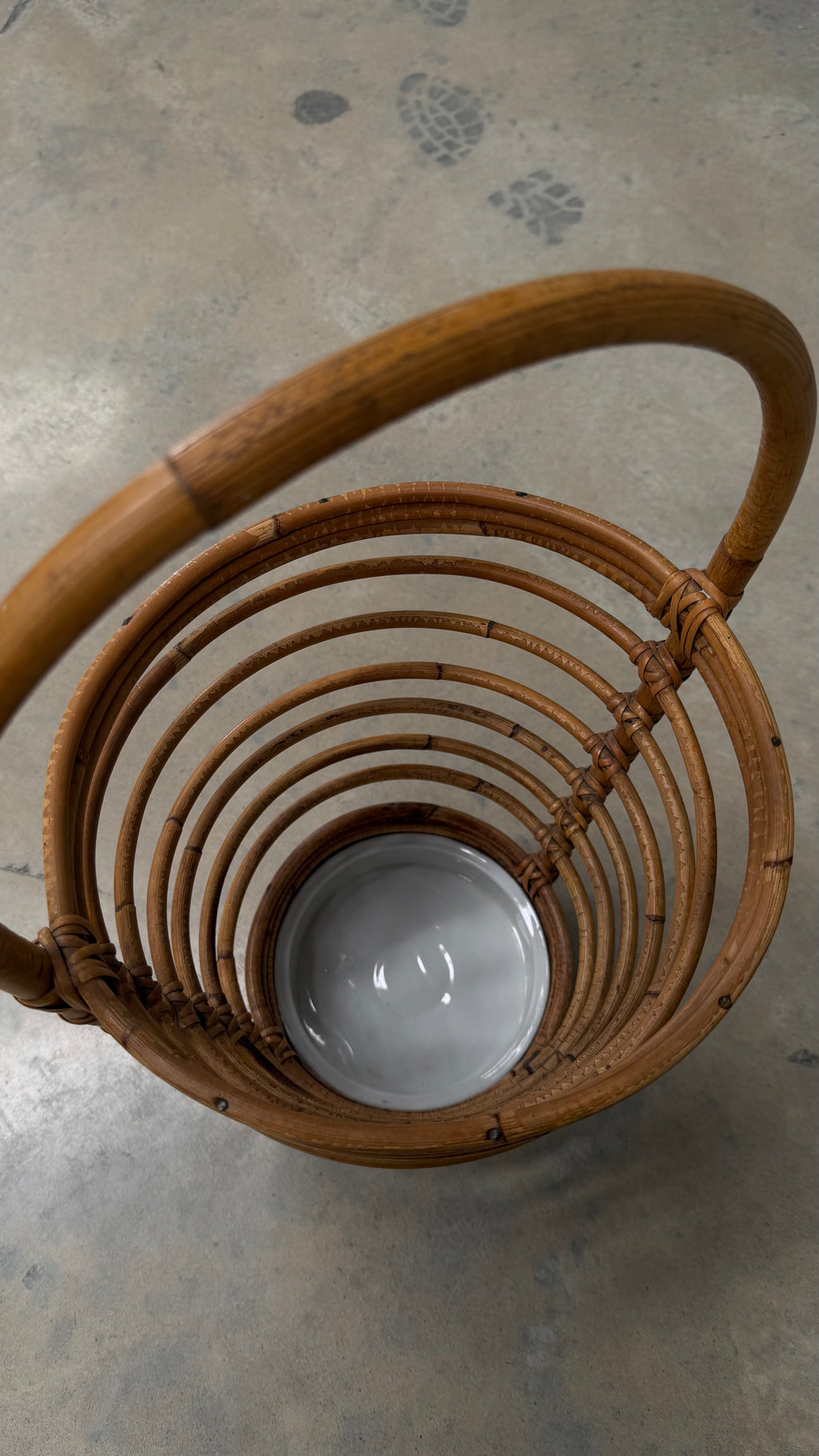 Italian Mid-Century Bamboo and Rattan Umbrella Stand