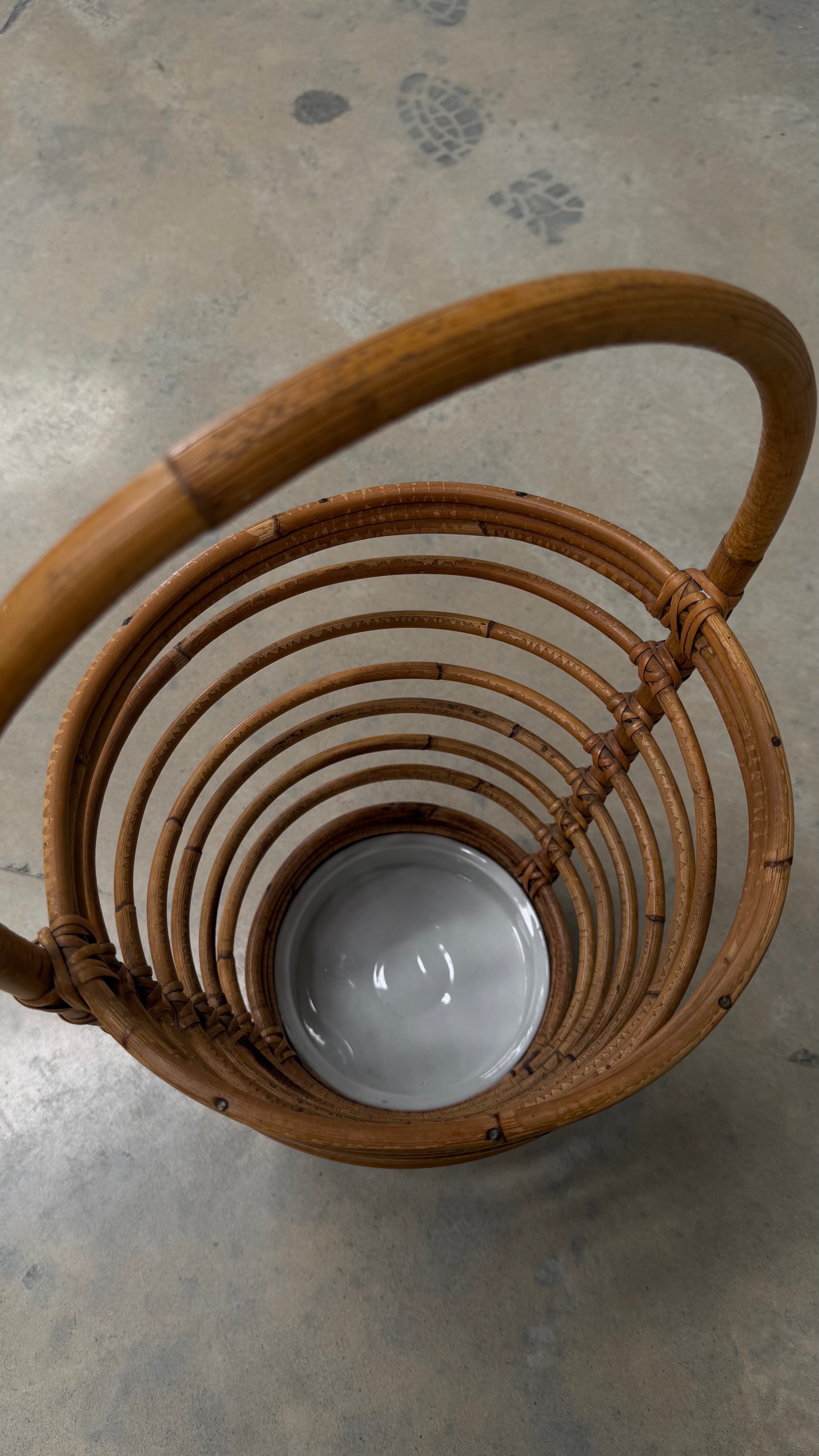 Italian Mid-Century Bamboo and Rattan Umbrella Stand