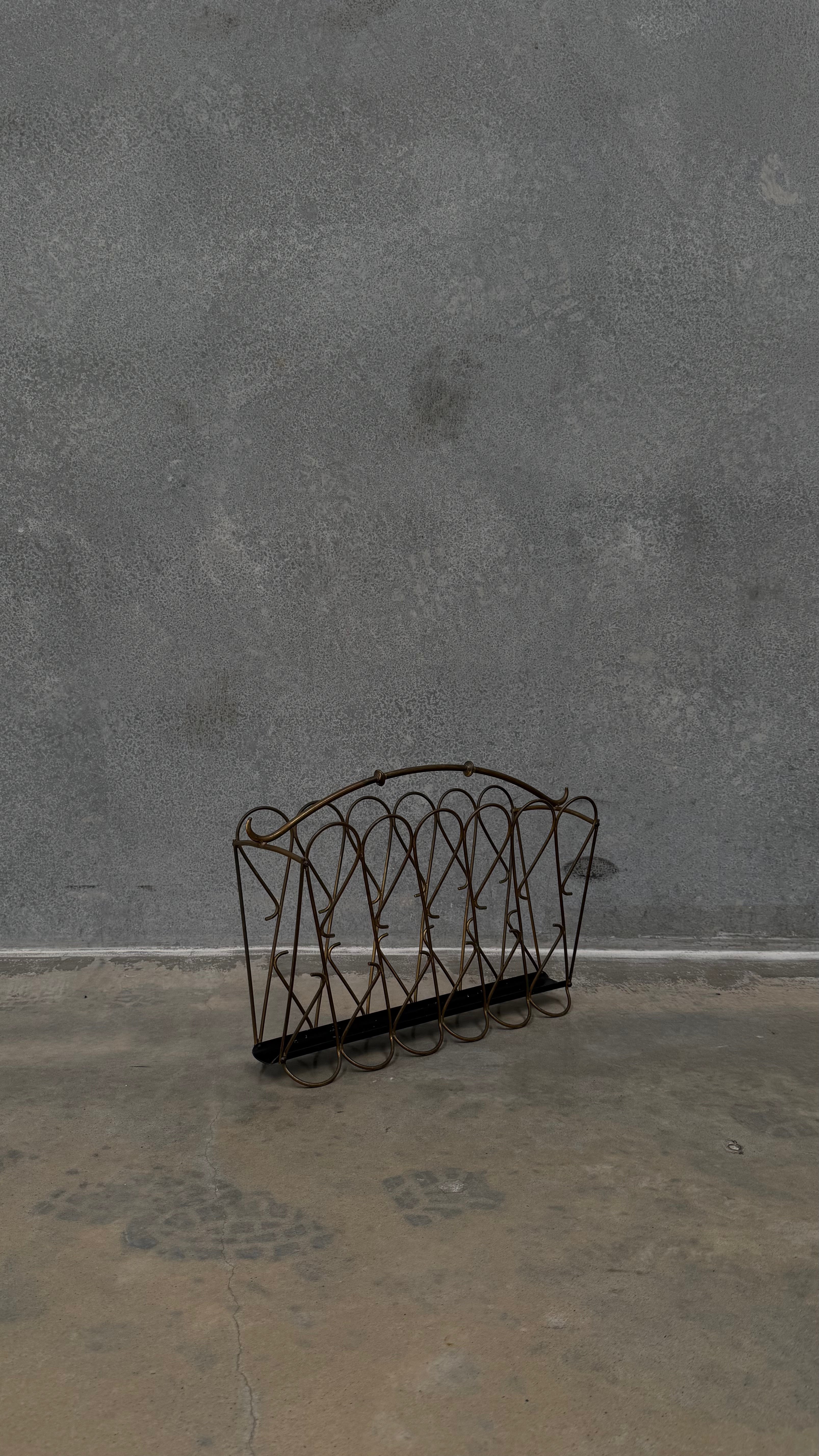 Italian Mid-century Brass Magazine Holder