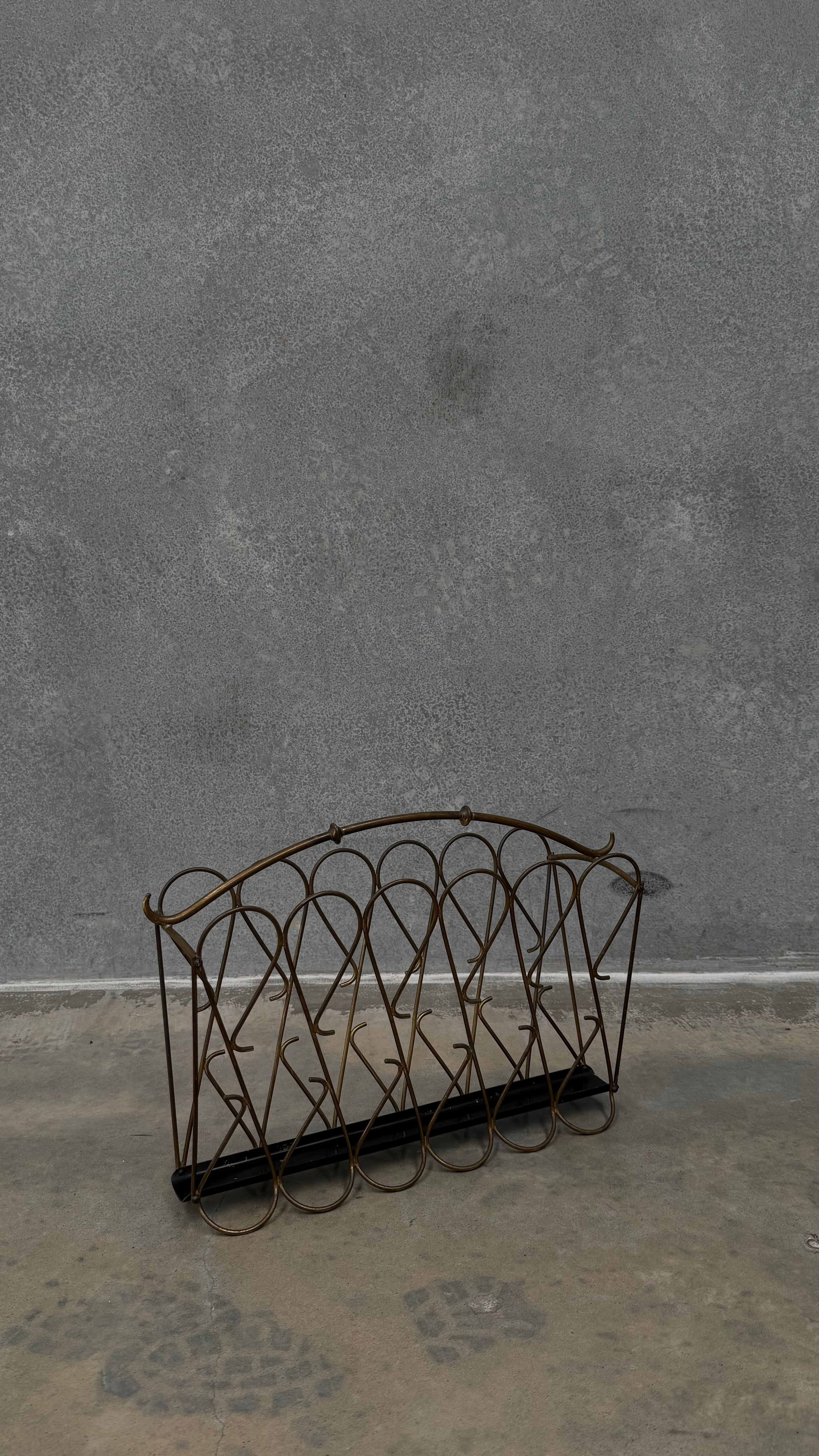 Italian Mid-century Brass Magazine Holder