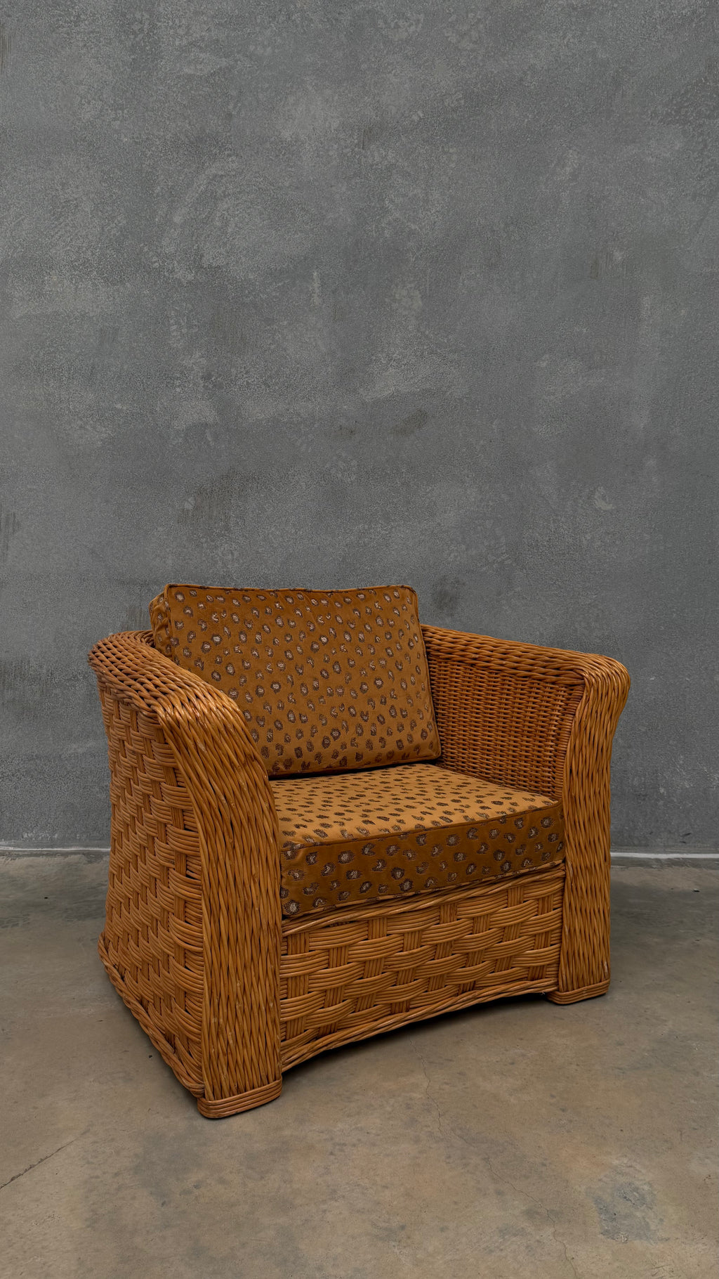 1980s Woven Rattan Occasional Chair
