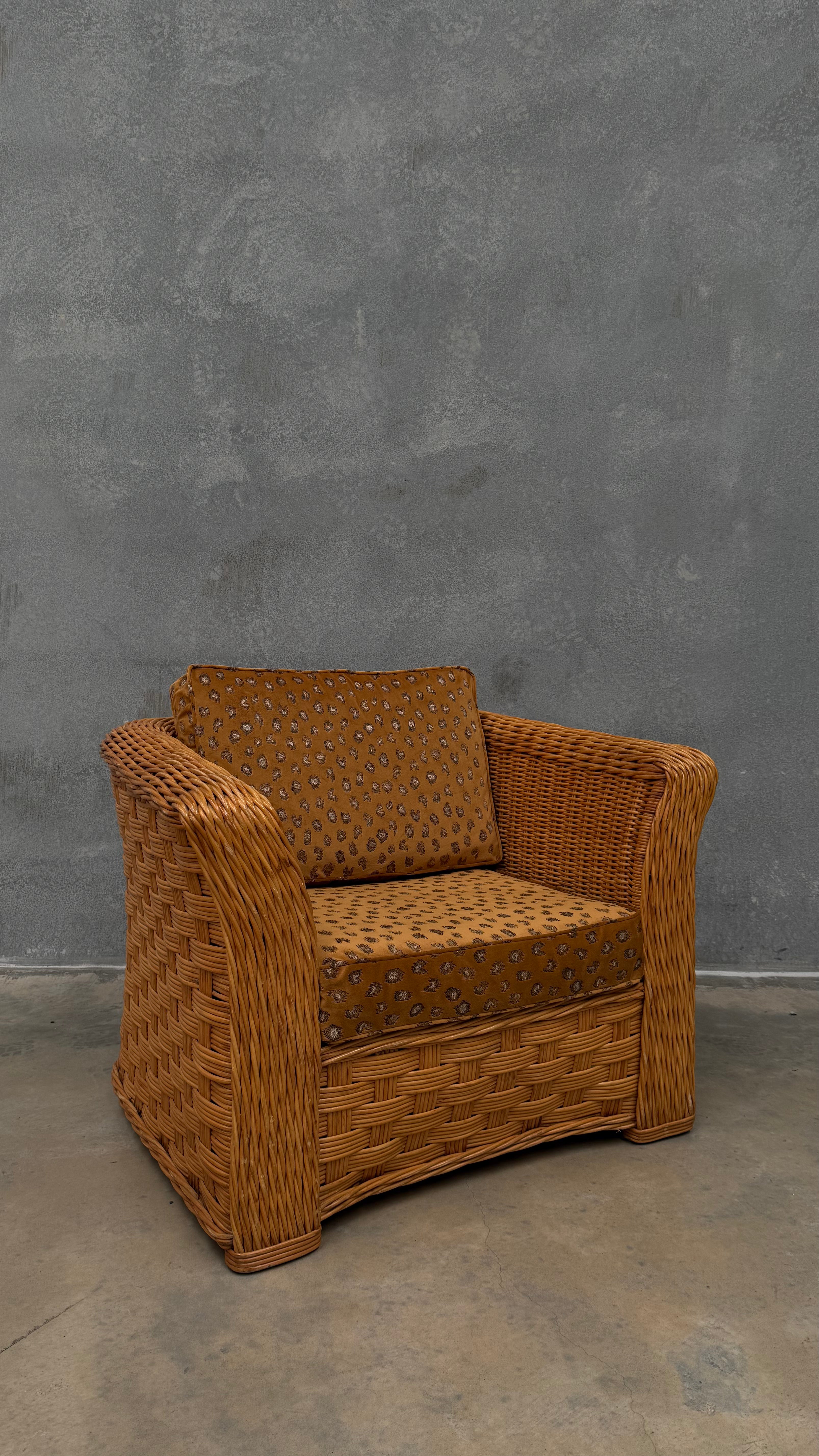 1980s Woven Rattan Occasional Chair