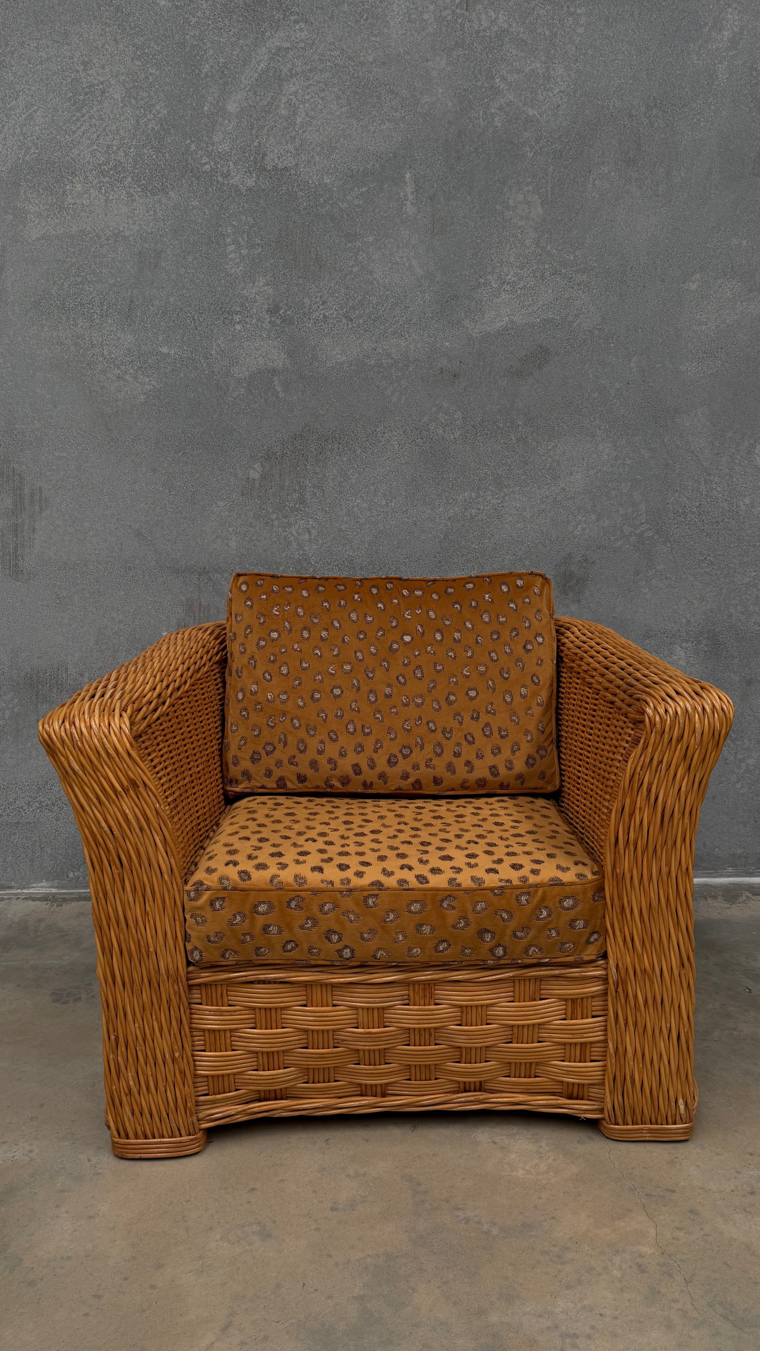 1980s Woven Rattan Occasional Chair
