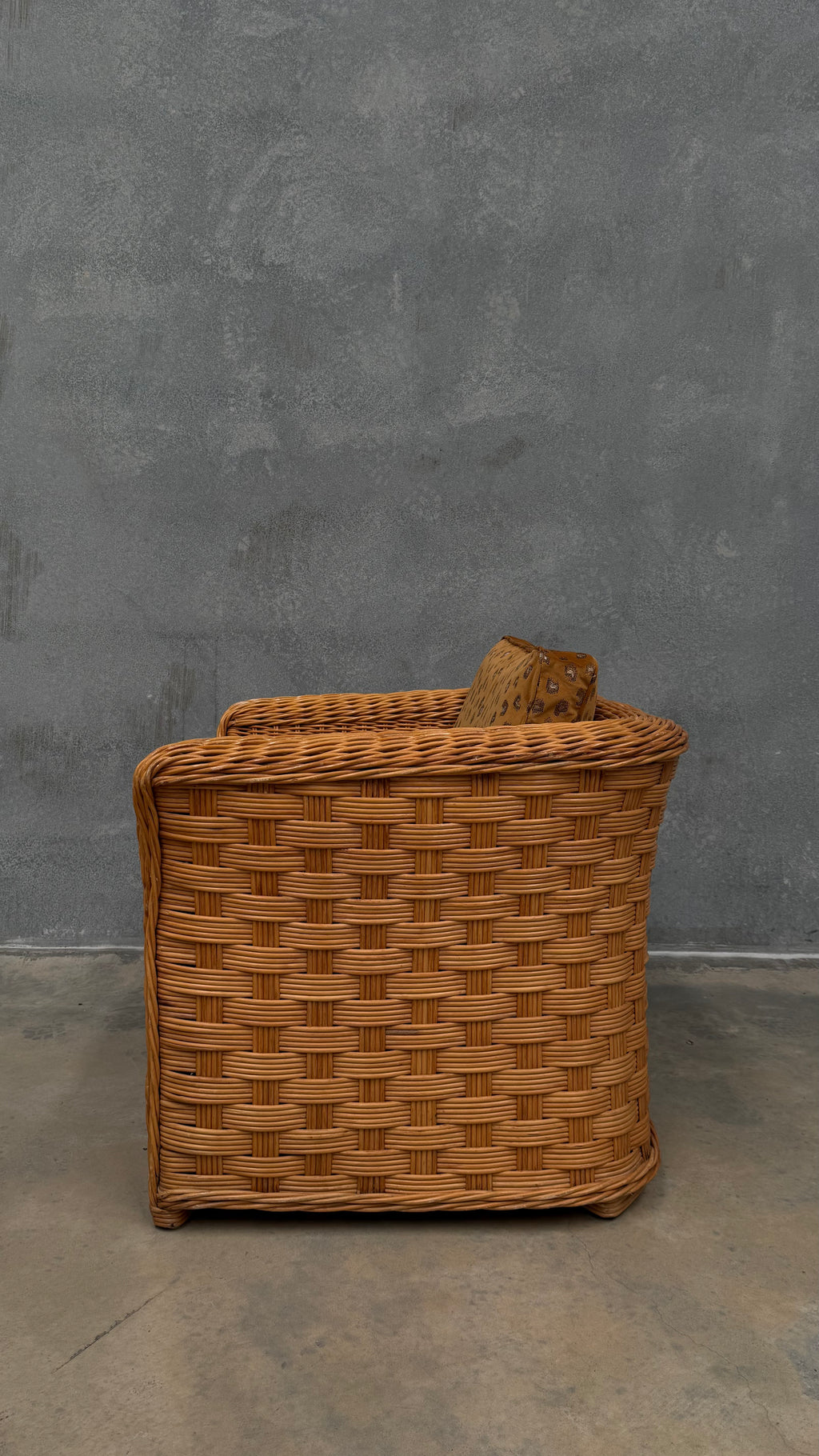 1980s Woven Rattan Occasional Chair