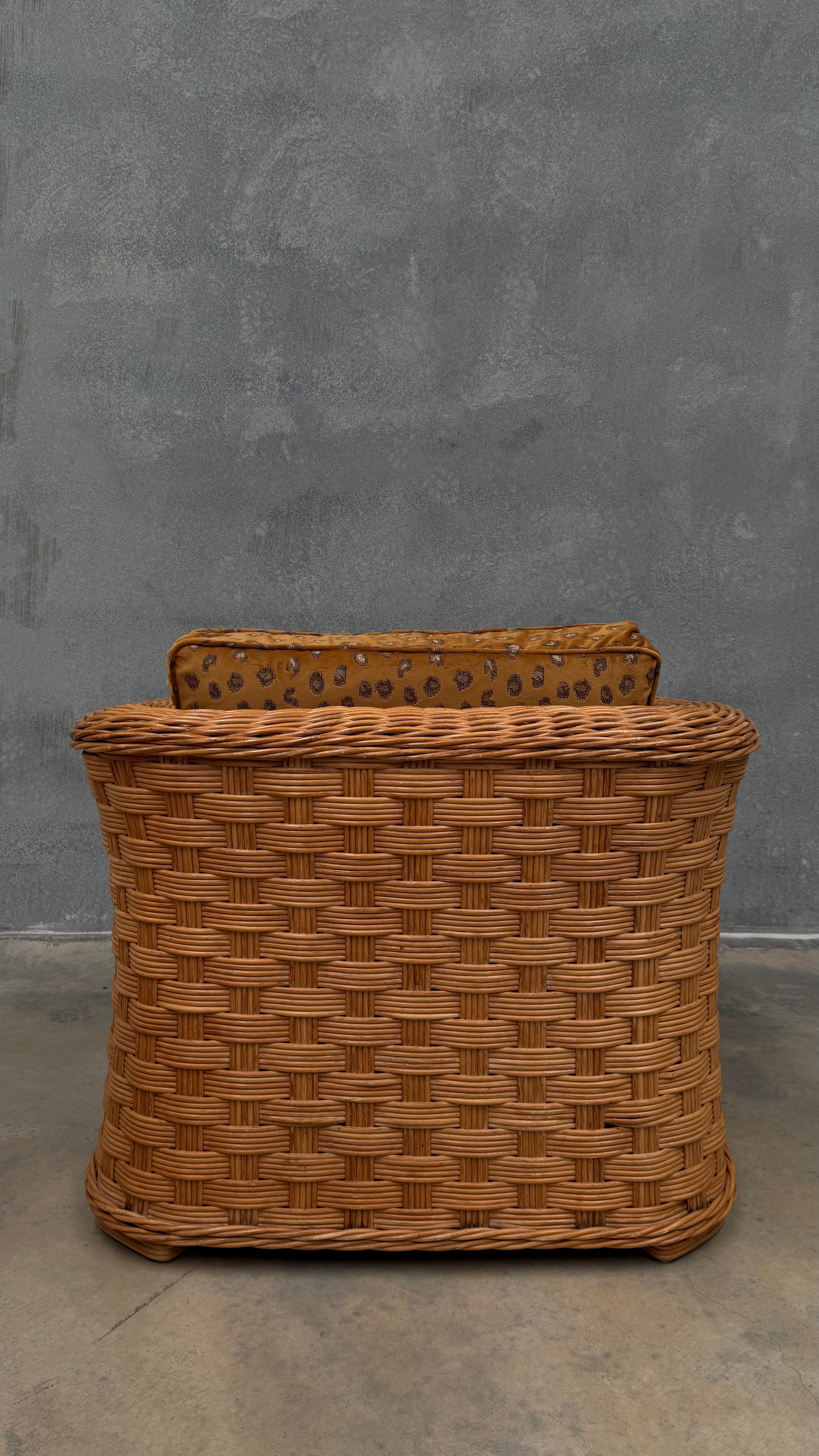 1980s Woven Rattan Occasional Chair