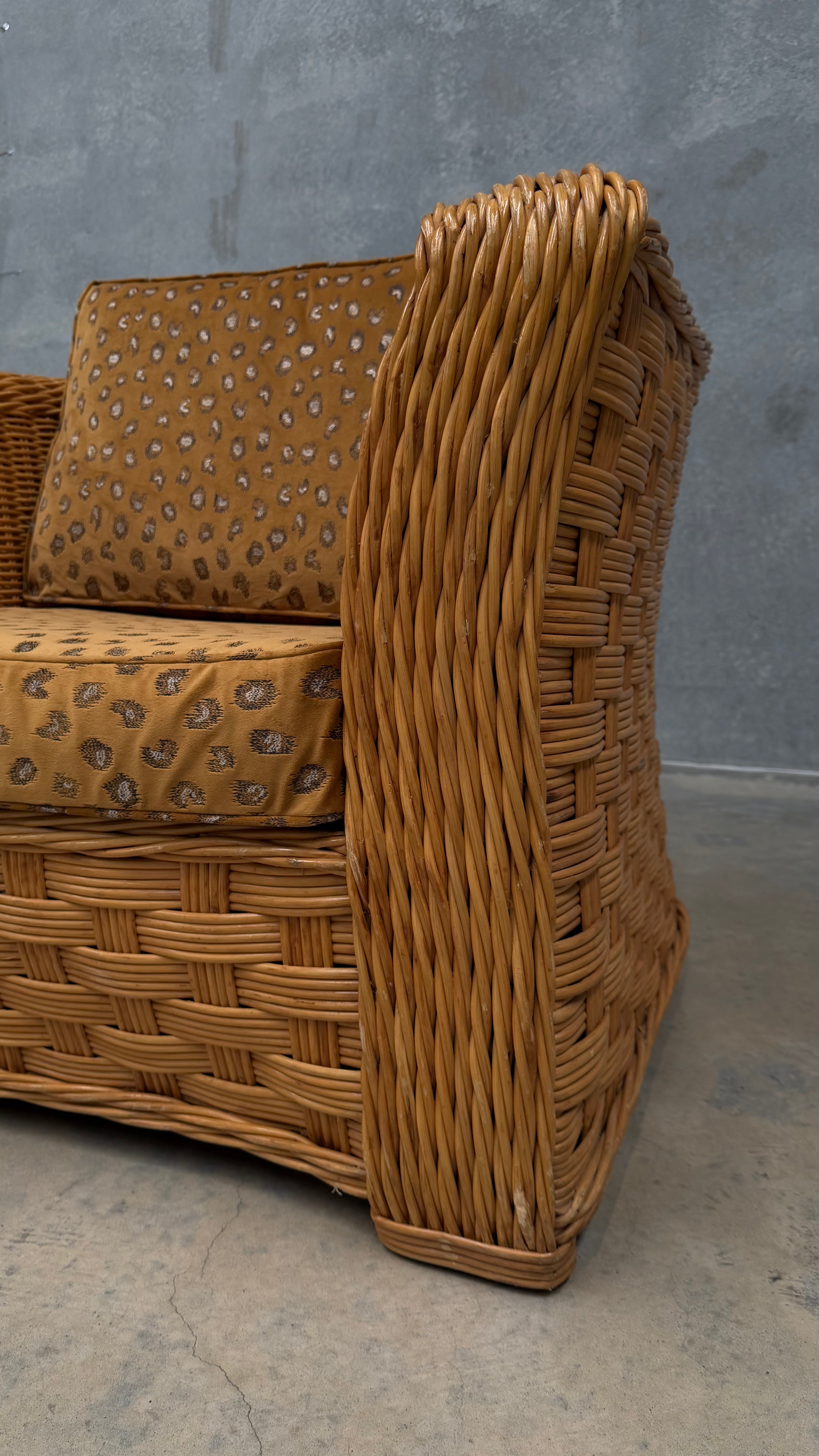 1980s Woven Rattan Occasional Chair
