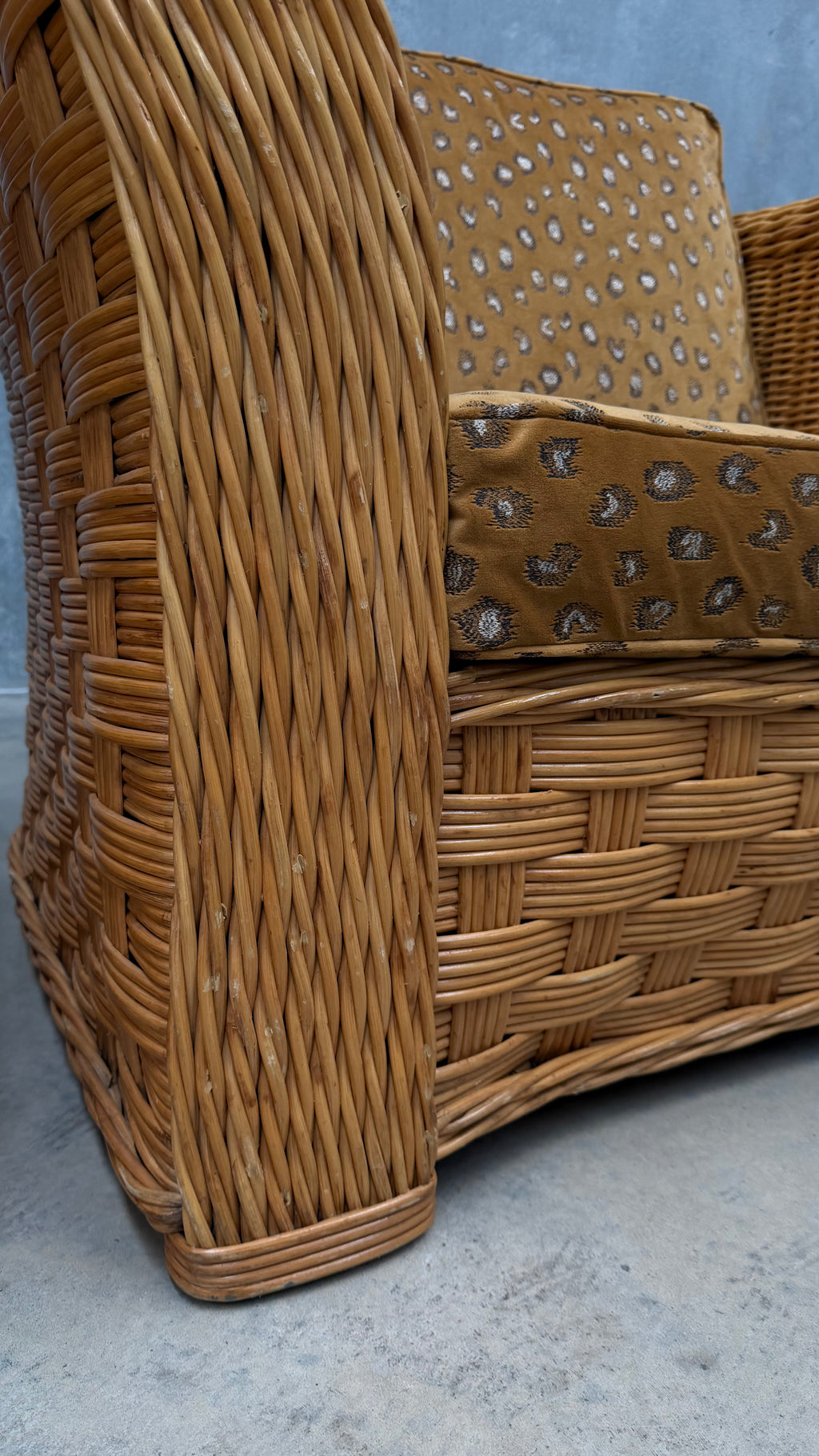 1980s Woven Rattan Occasional Chair
