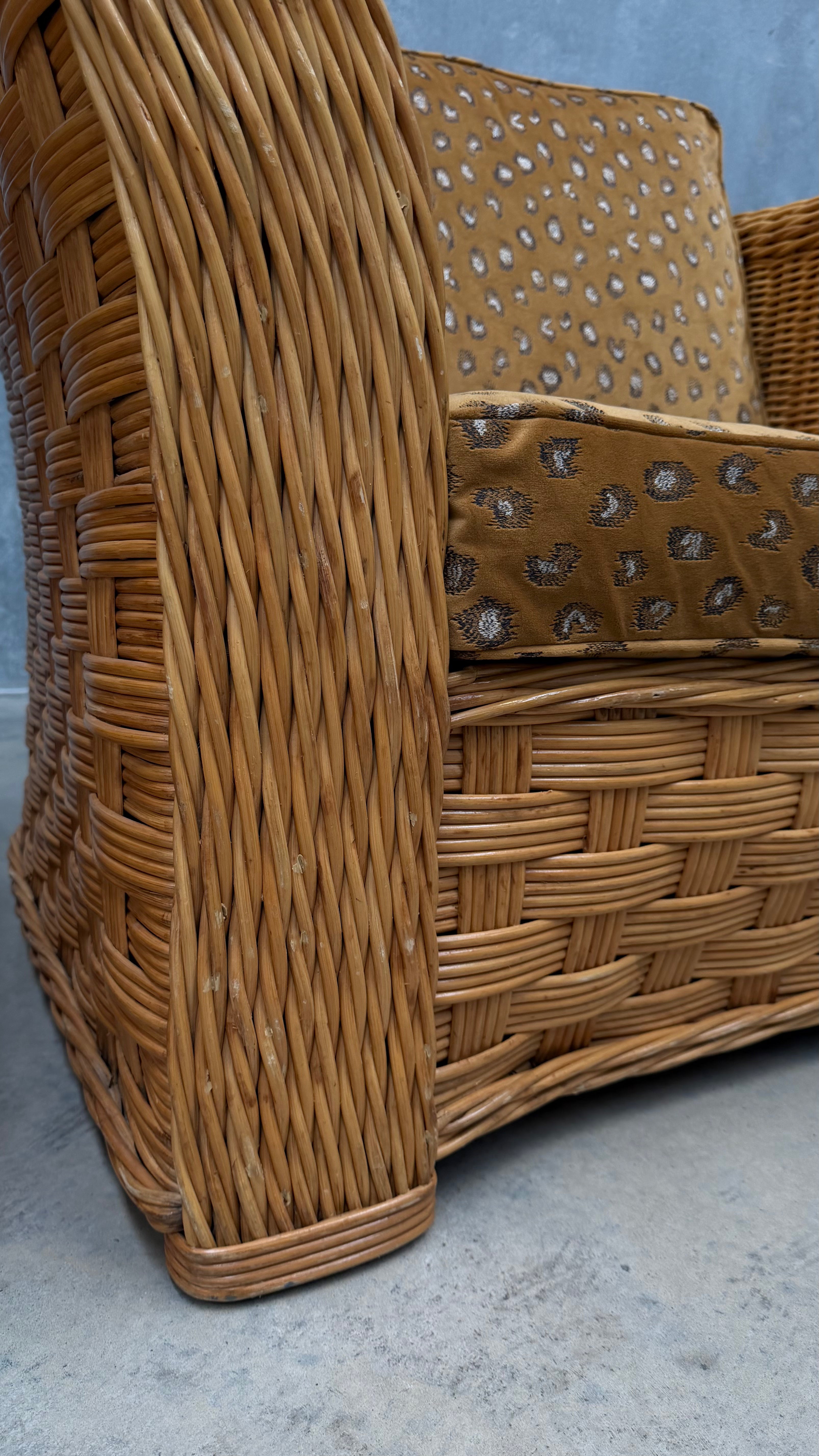 1980s Woven Rattan Occasional Chair