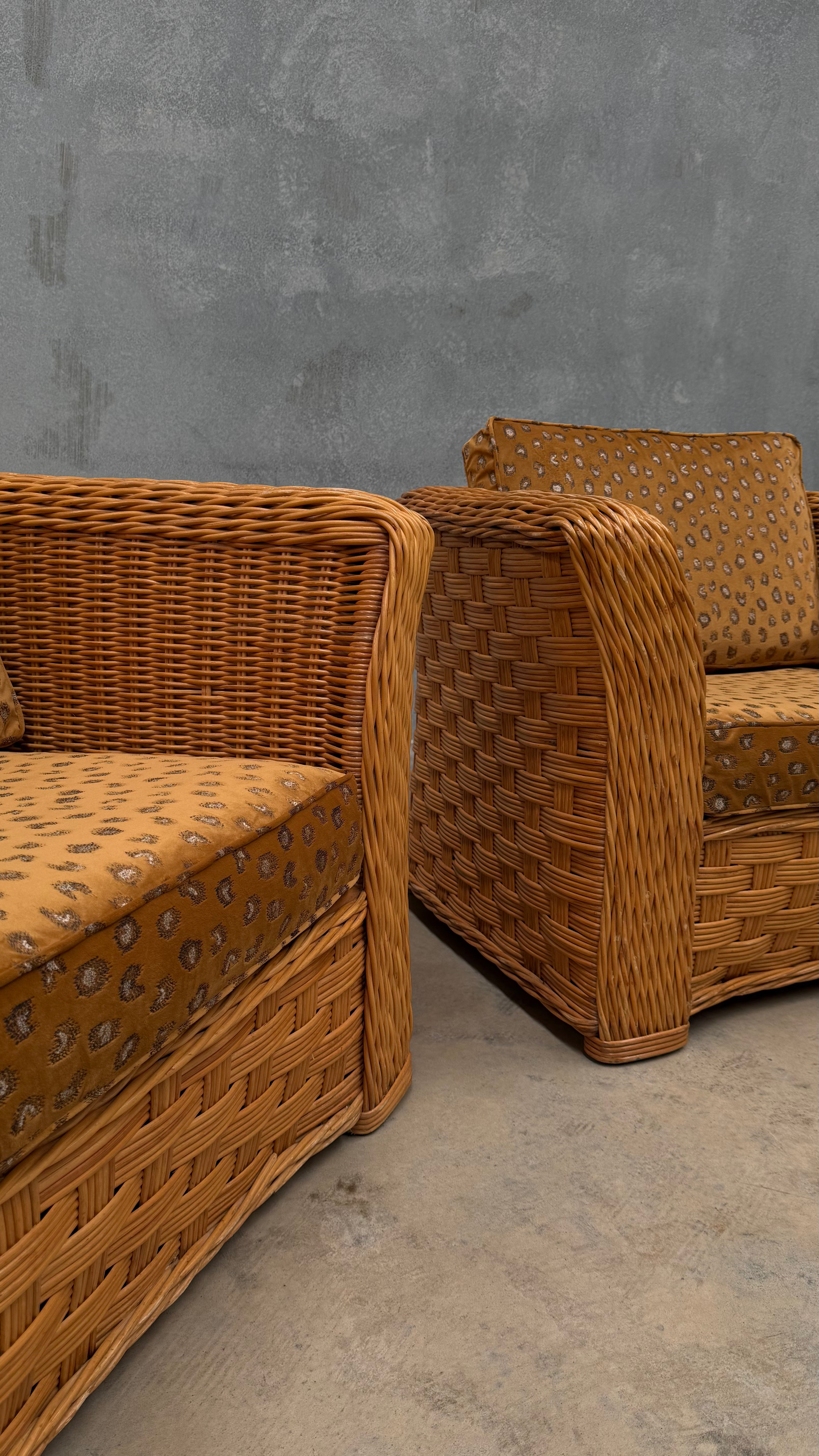 1980s Woven Rattan Occasional Chair