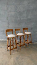 Set of Three Vintage Cane Stools