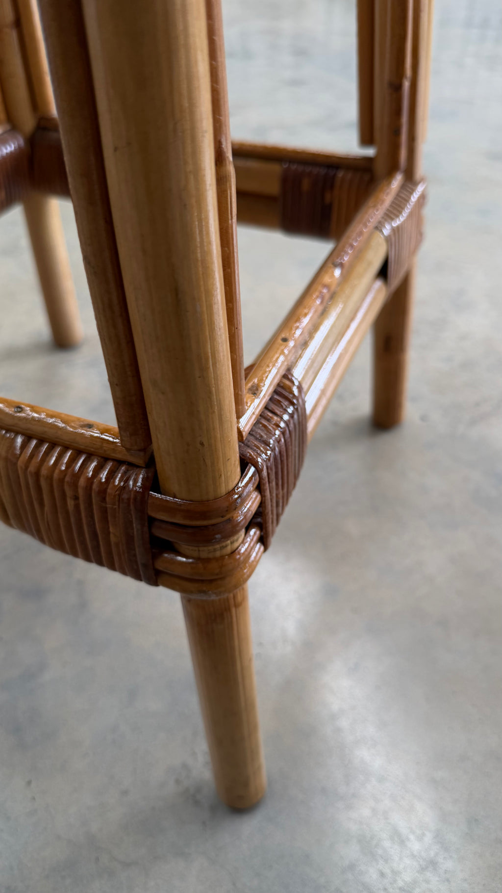 Set of Three Vintage Cane Stools