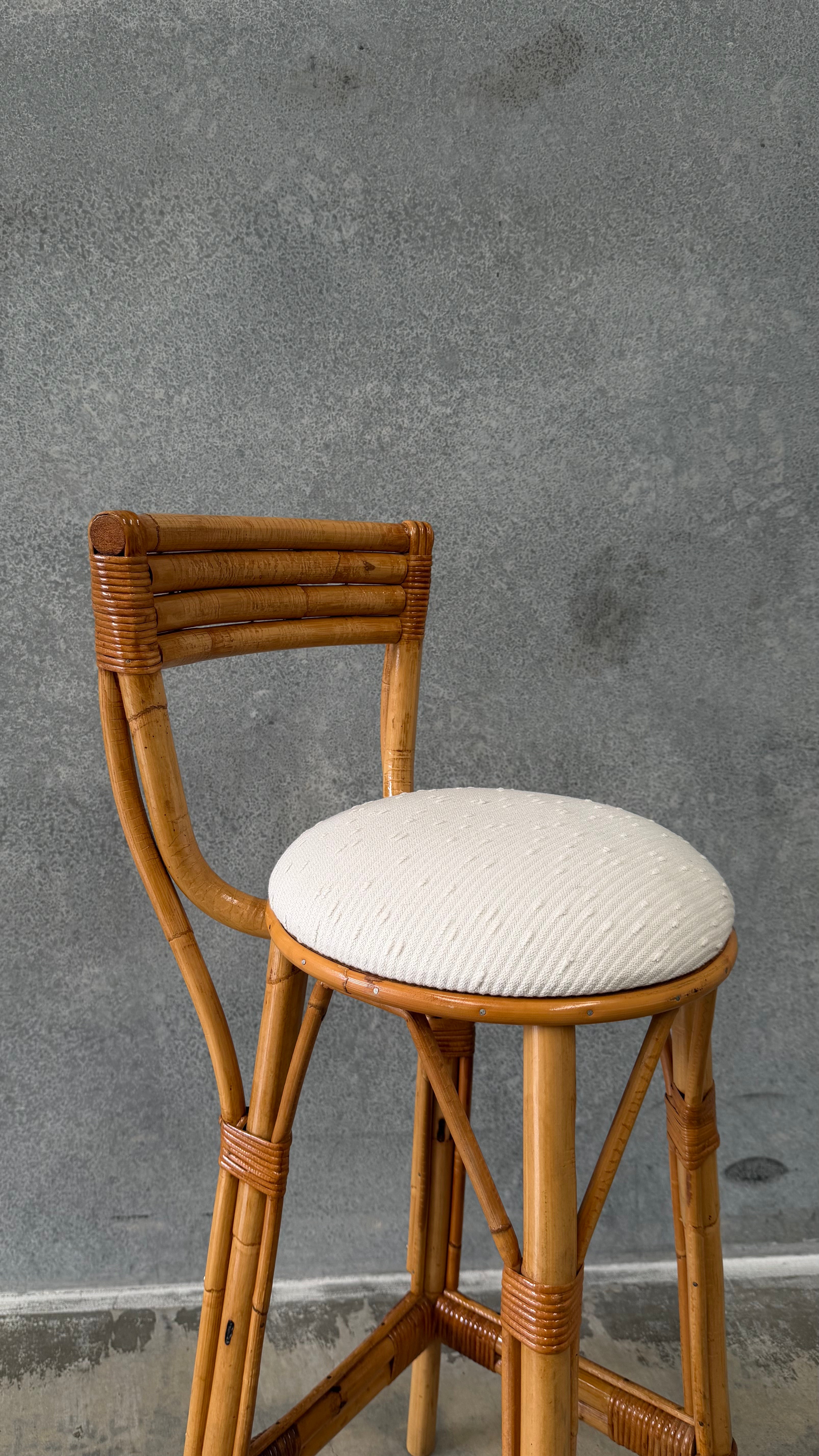 Set of Three Vintage Cane Stools