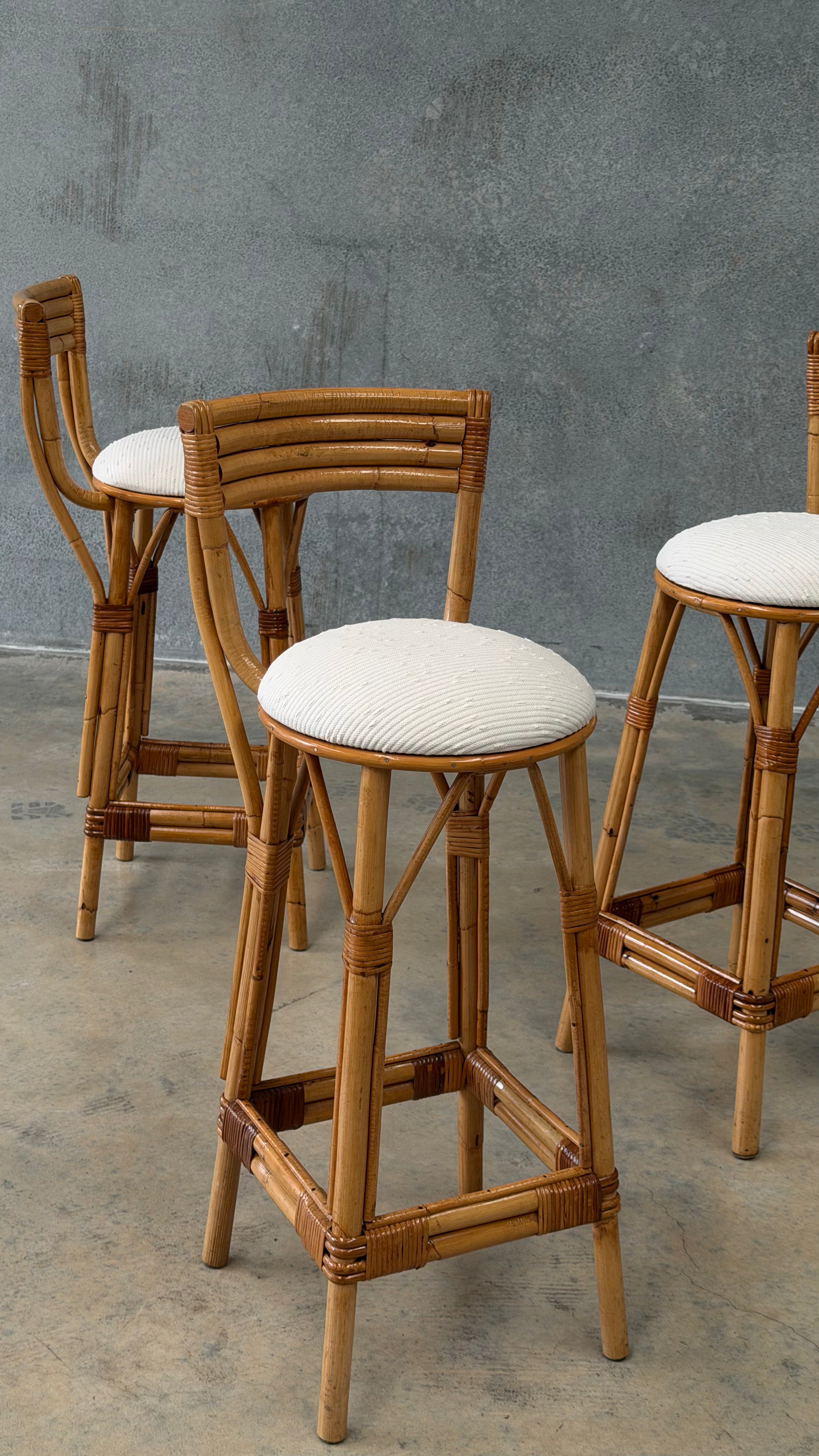 Set of Three Vintage Cane Stools