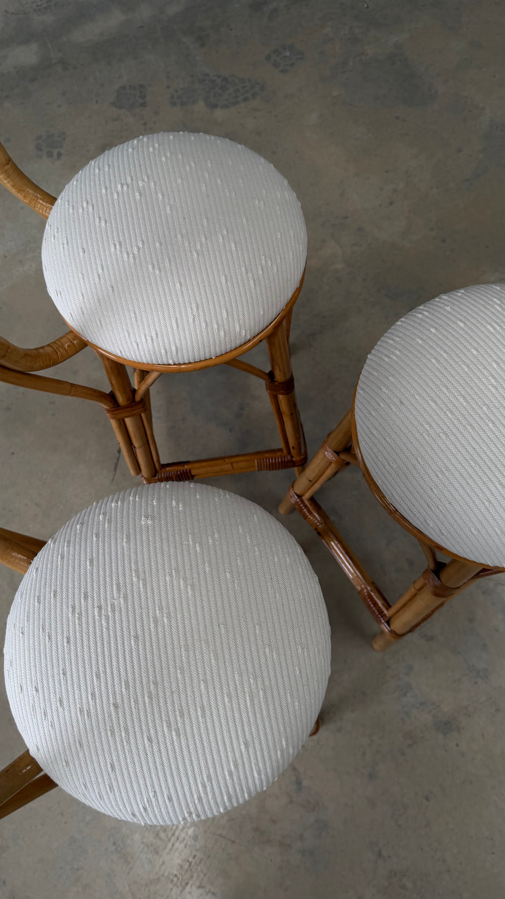 Set of Three Vintage Cane Stools