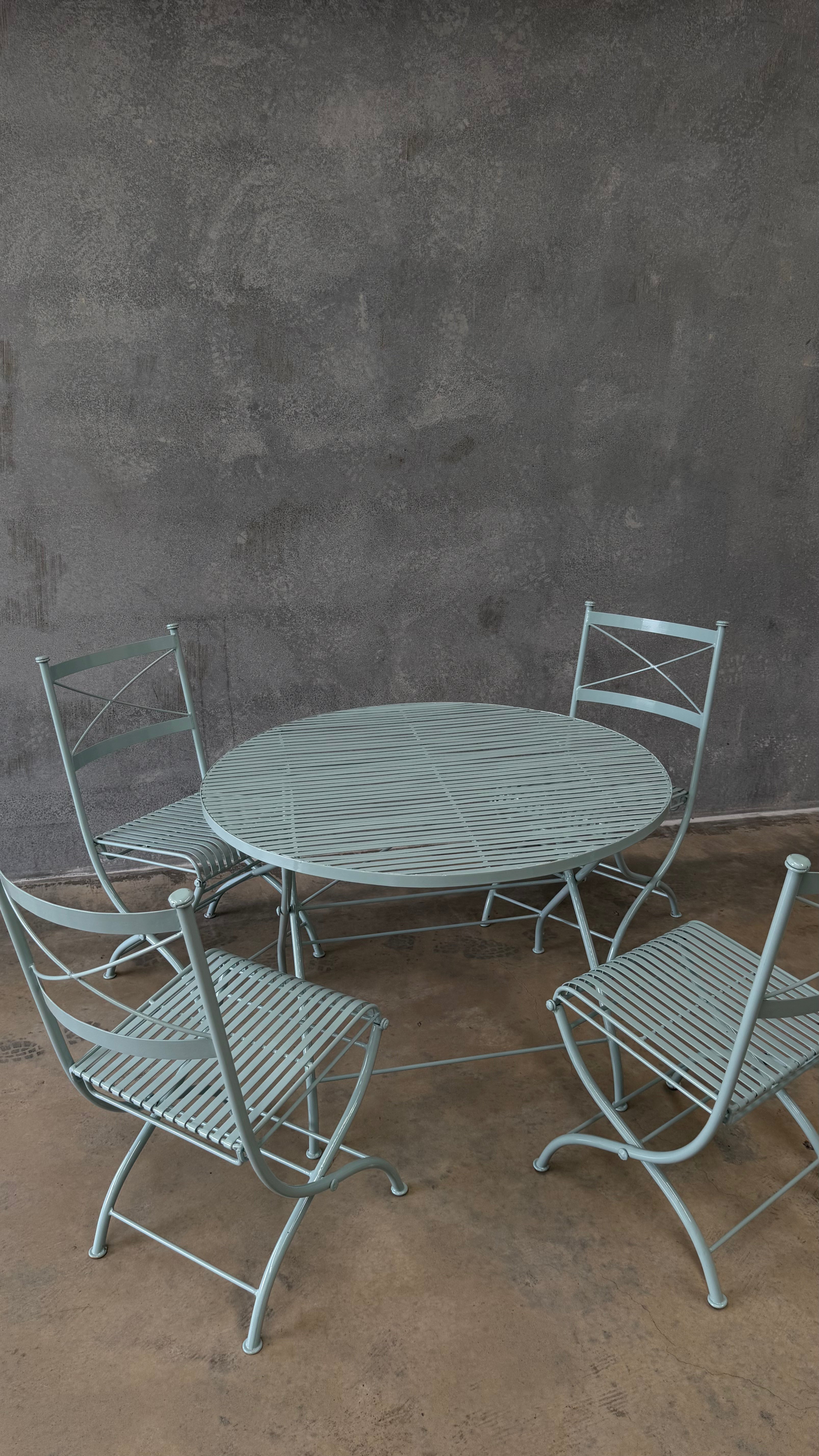 Vintage Metal Garden Setting in Smoke Blue