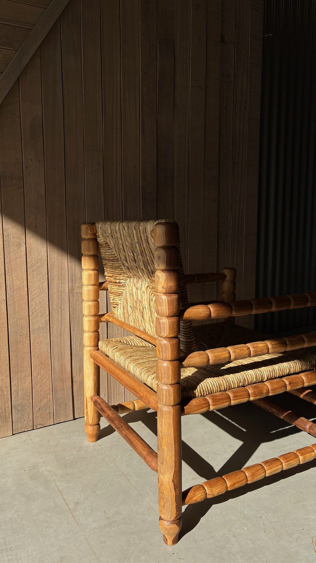 TEAK AND SEAGRASS ARMCHAIR