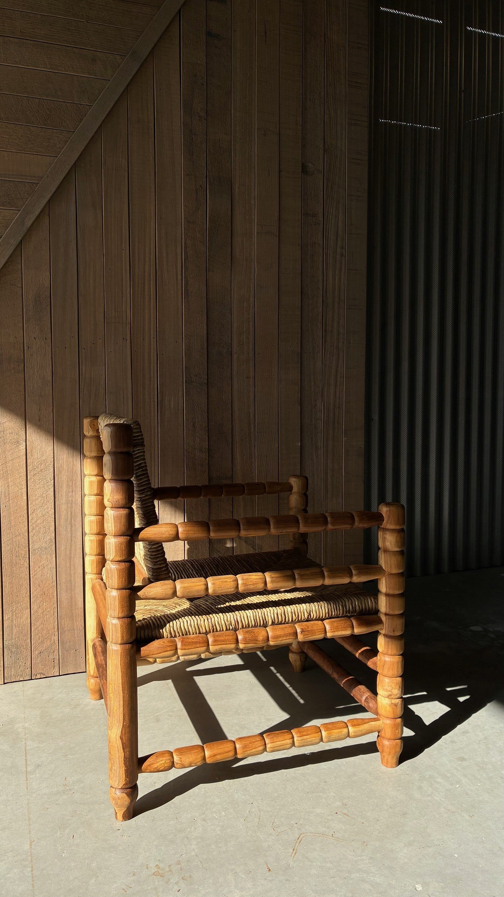 TEAK AND SEAGRASS ARMCHAIR