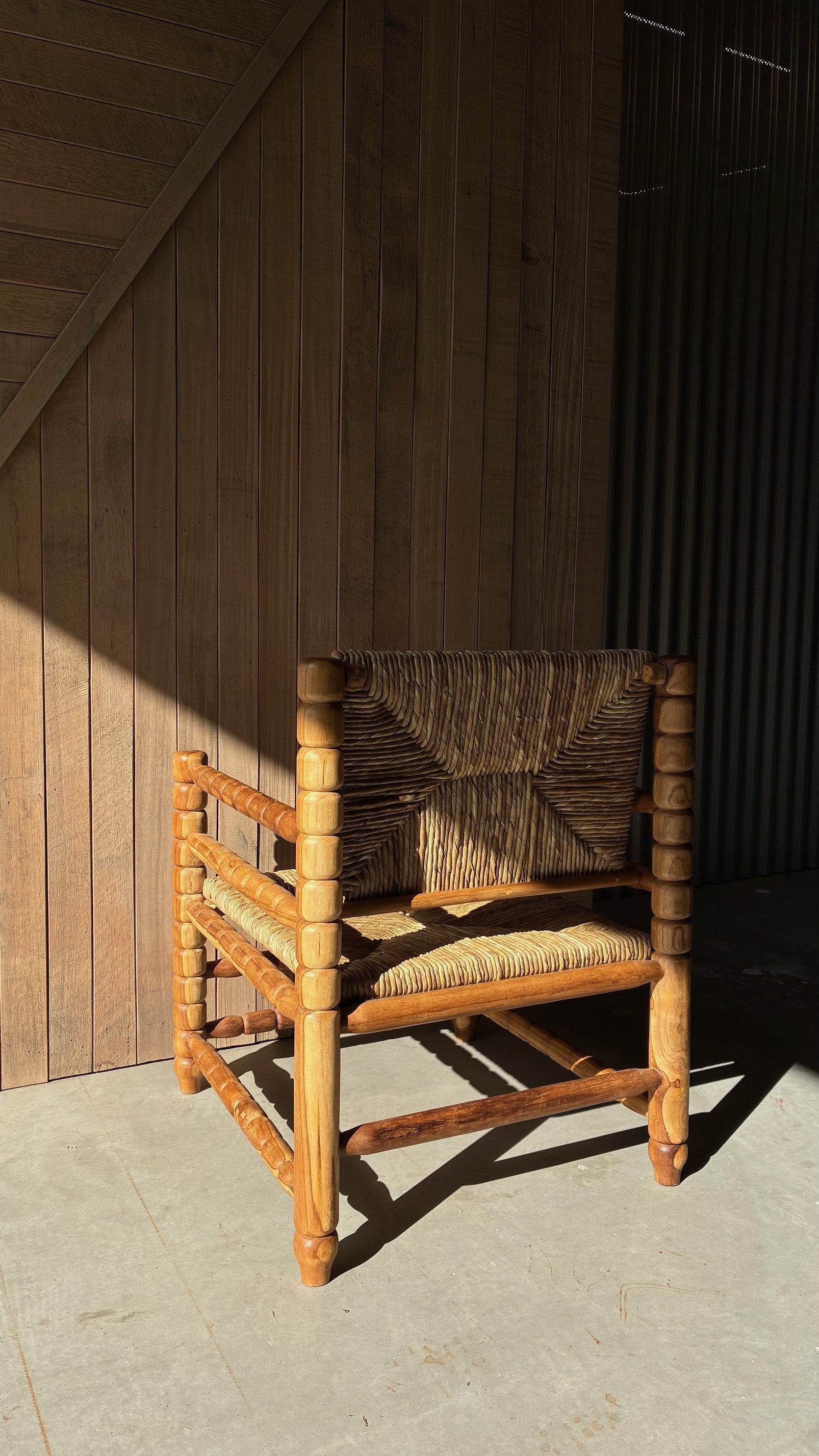 TEAK AND SEAGRASS ARMCHAIR