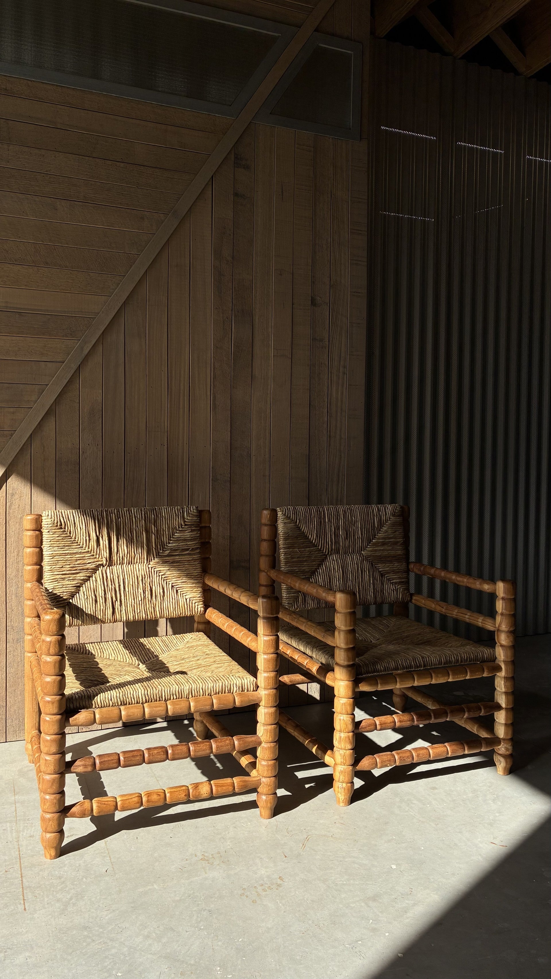 TEAK AND SEAGRASS ARMCHAIR
