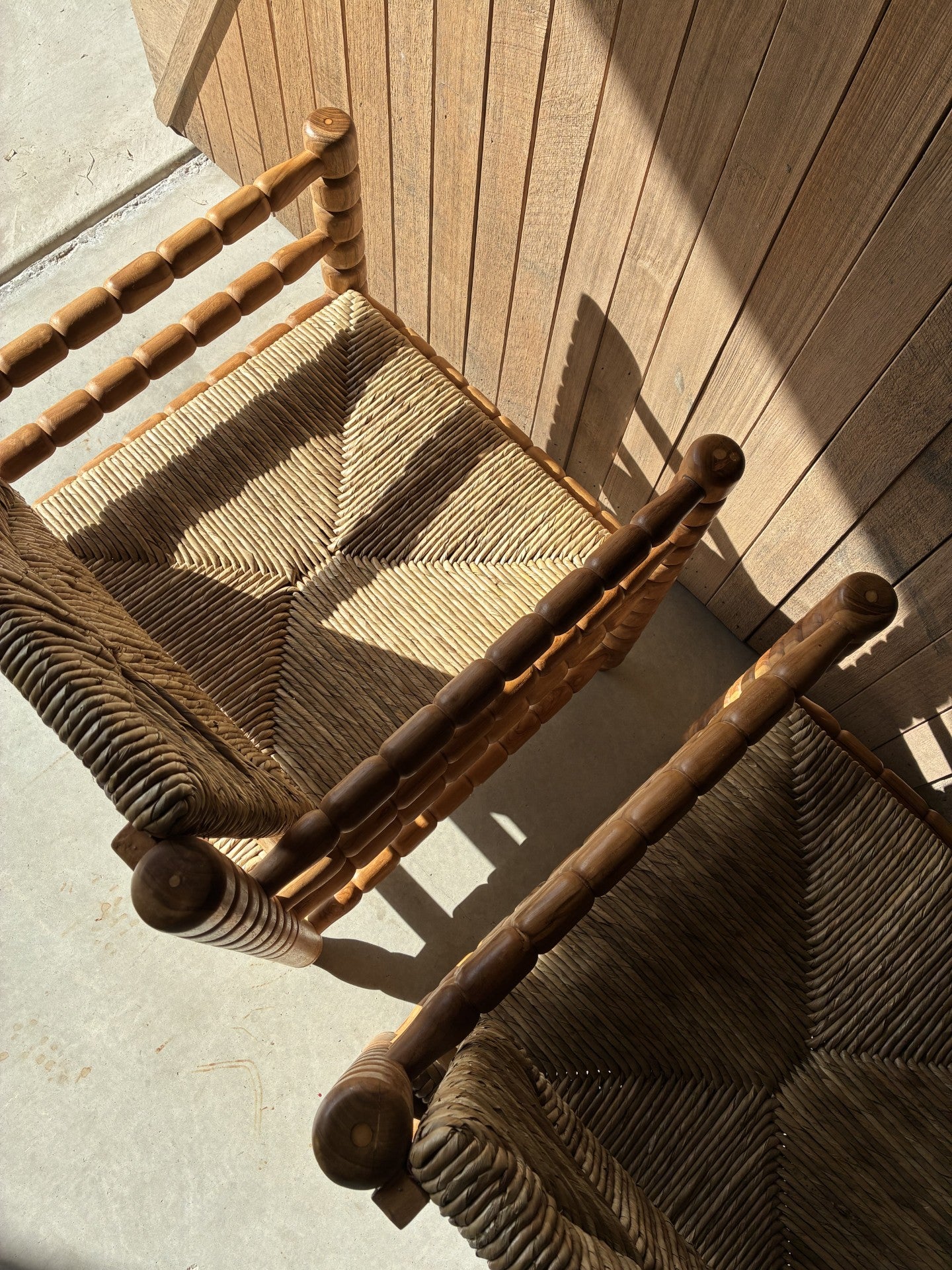 TEAK AND SEAGRASS ARMCHAIR